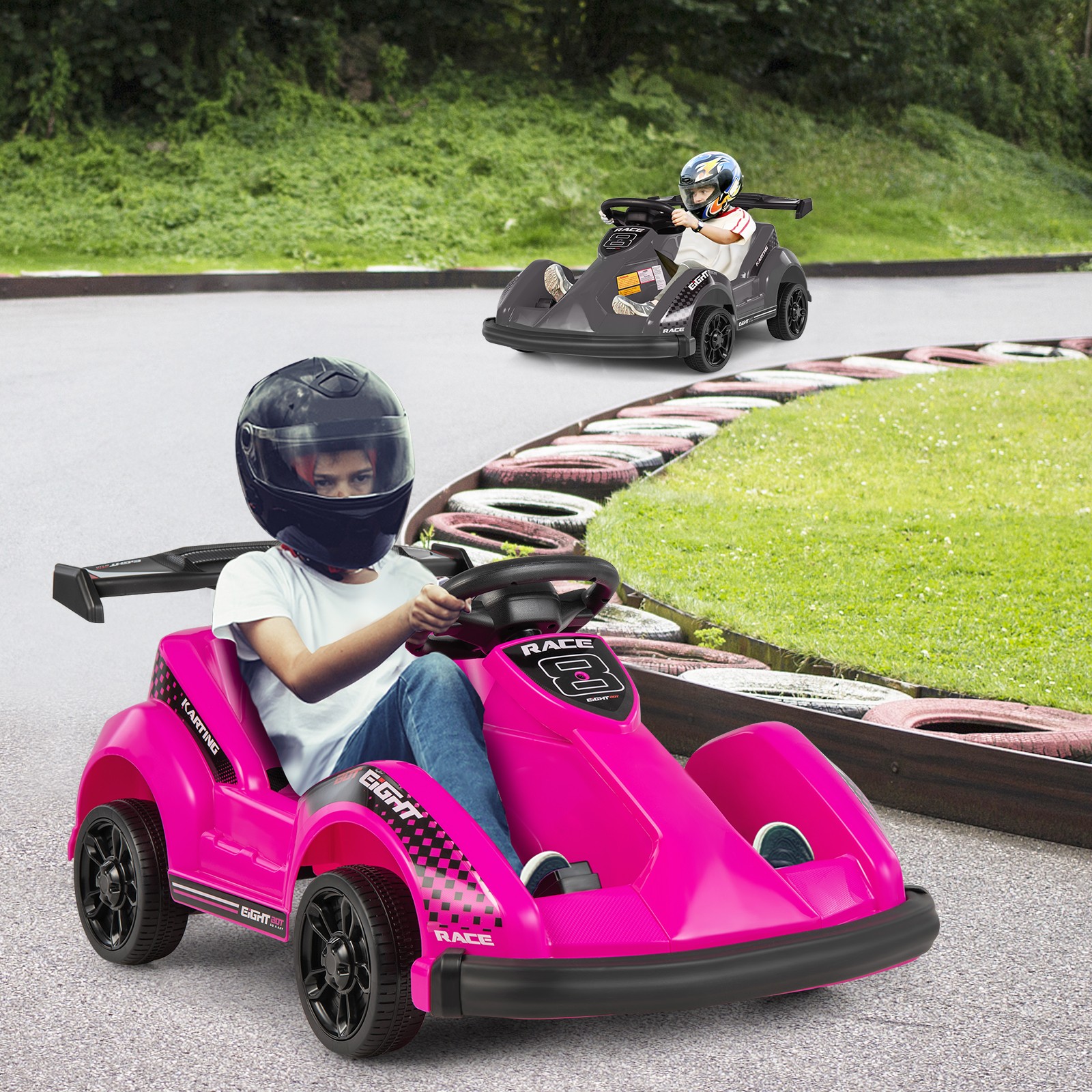 Electric Go Kart for Kids 6V Battery Powered Ride On Toy w/ Remote Control Pink