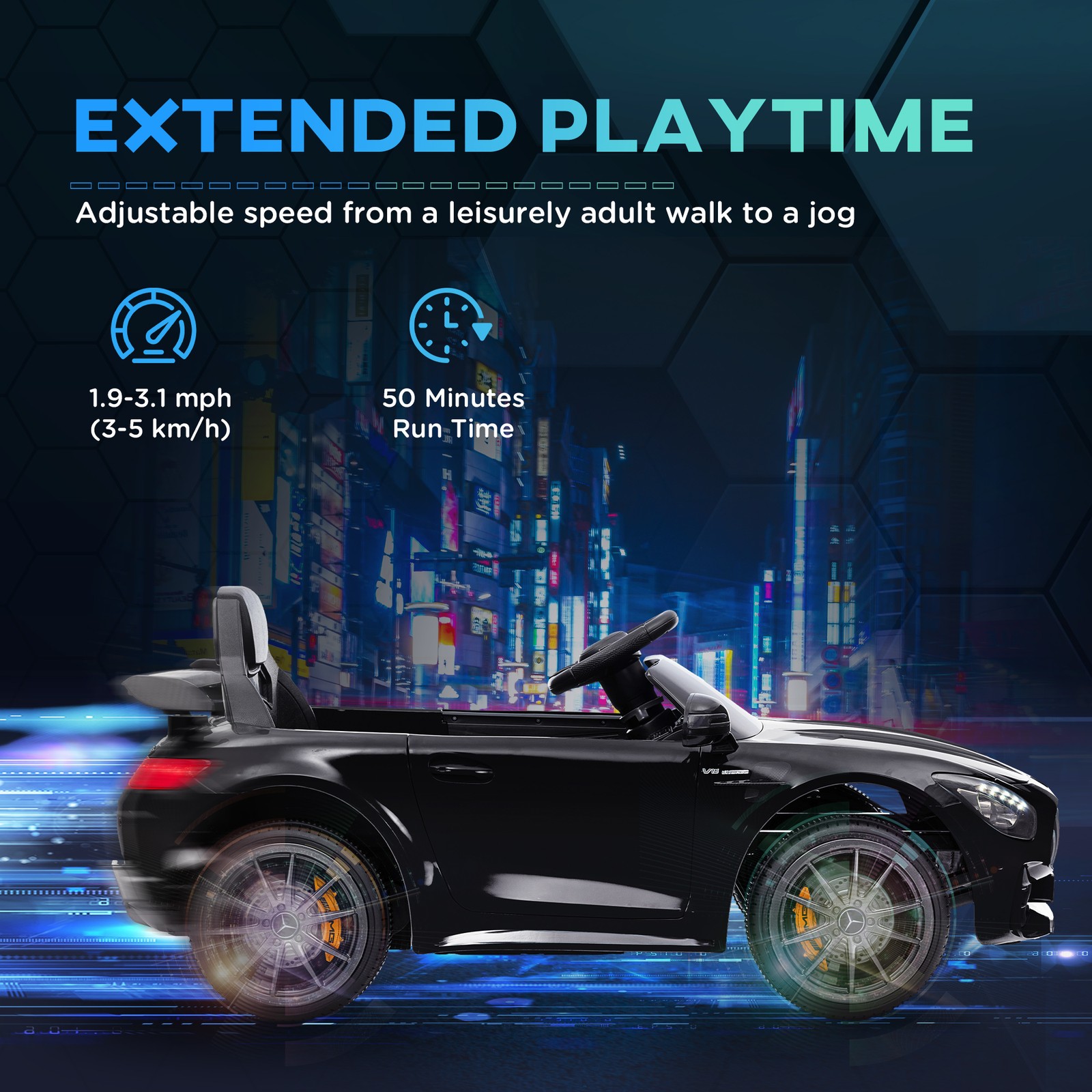 Mercedes-Benz AMG GTR Licensed 12V Kids Ride on Car w/ Remote, Black