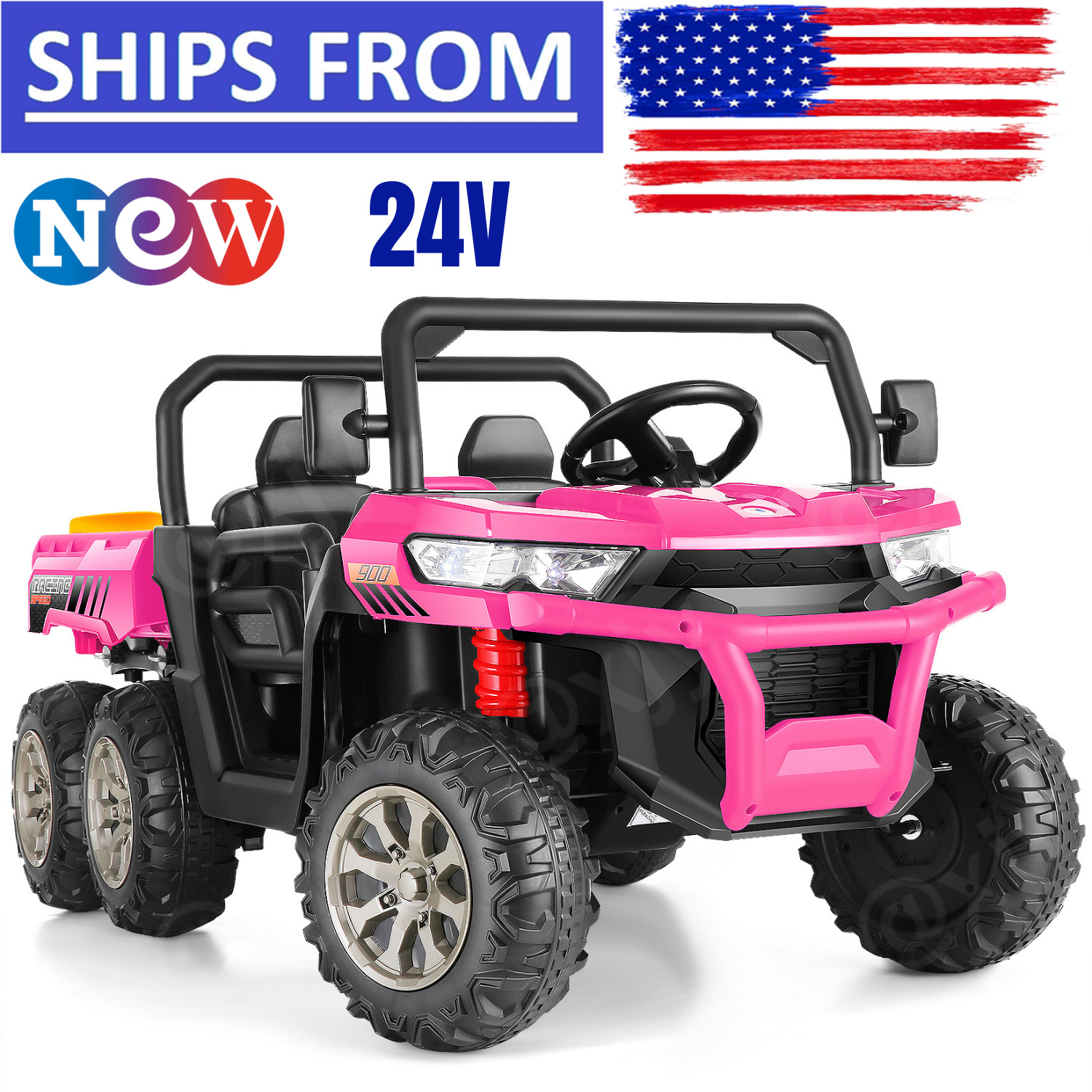 24V 4WD Kids Ride on Dump Truck with Remote Control, 2 Seater Electric Car Toy*