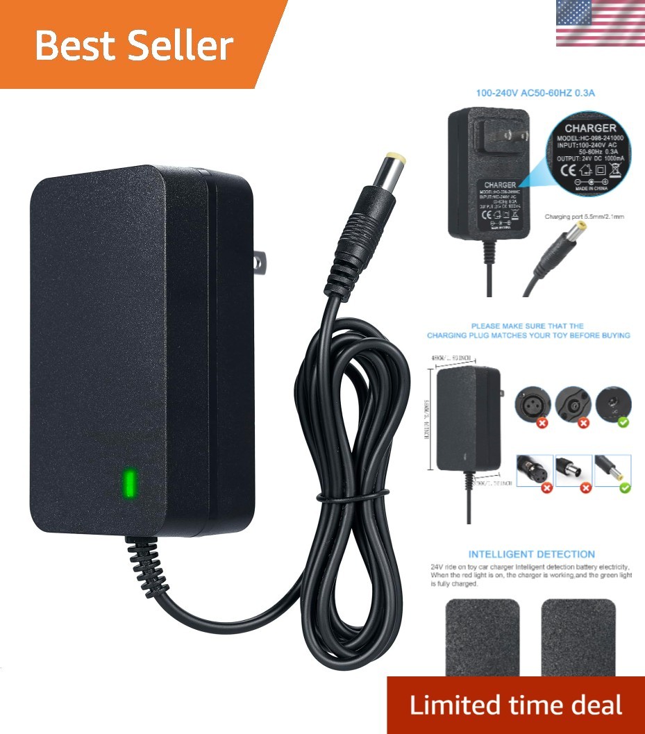 High-Performance 24V Battery Charger for Kids’ Electric Vehicles – 1000mA Output