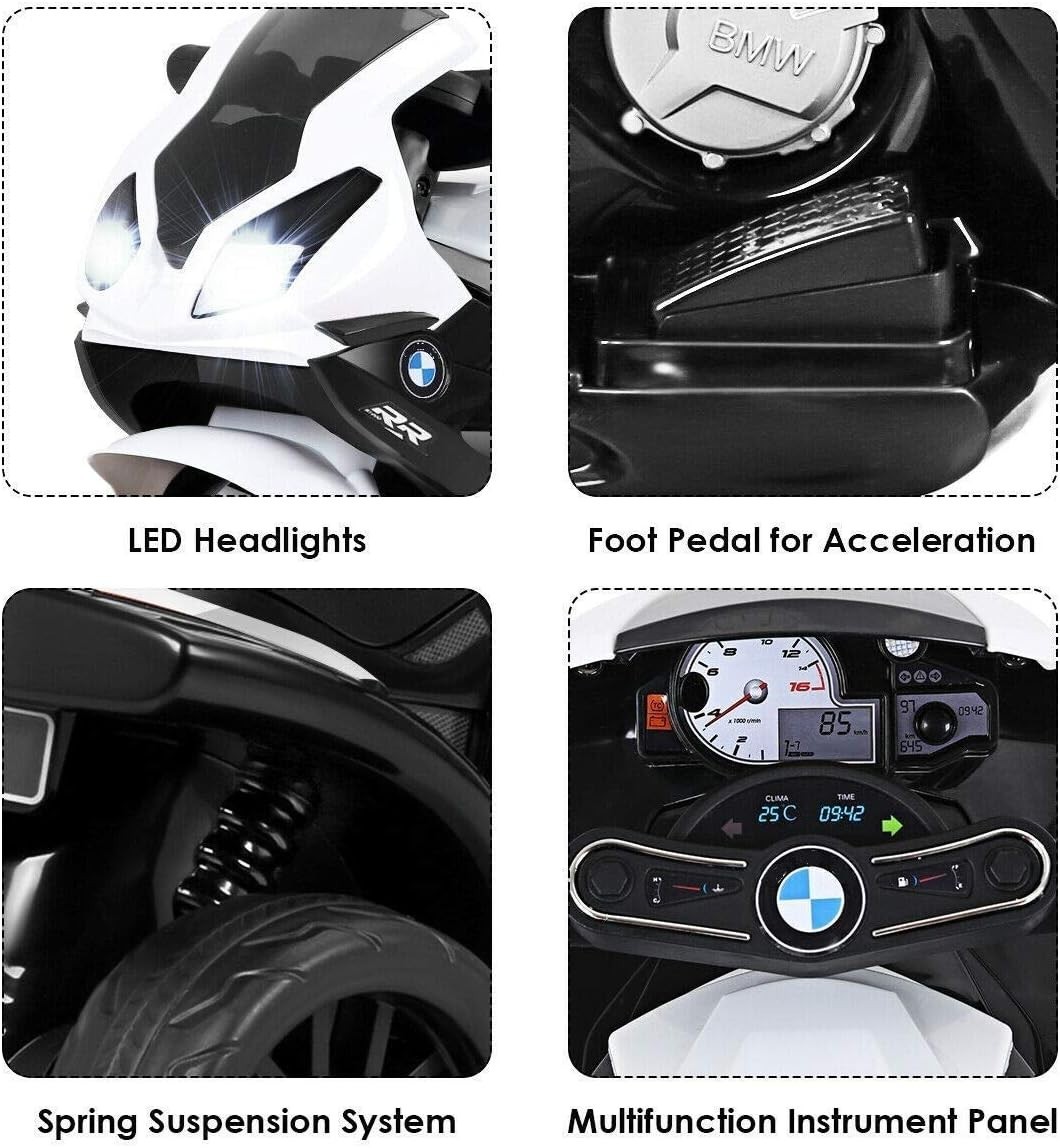 Licensed BMW Kids Electric Motorcycle – Safe 3-Wheel Rider with Music & Lights