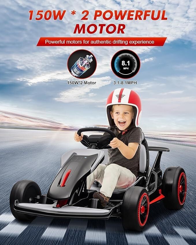 Kids 24V Ride On Toy Go Kart Child Electric Drift Go-Kart w/Long-Lasting Battery