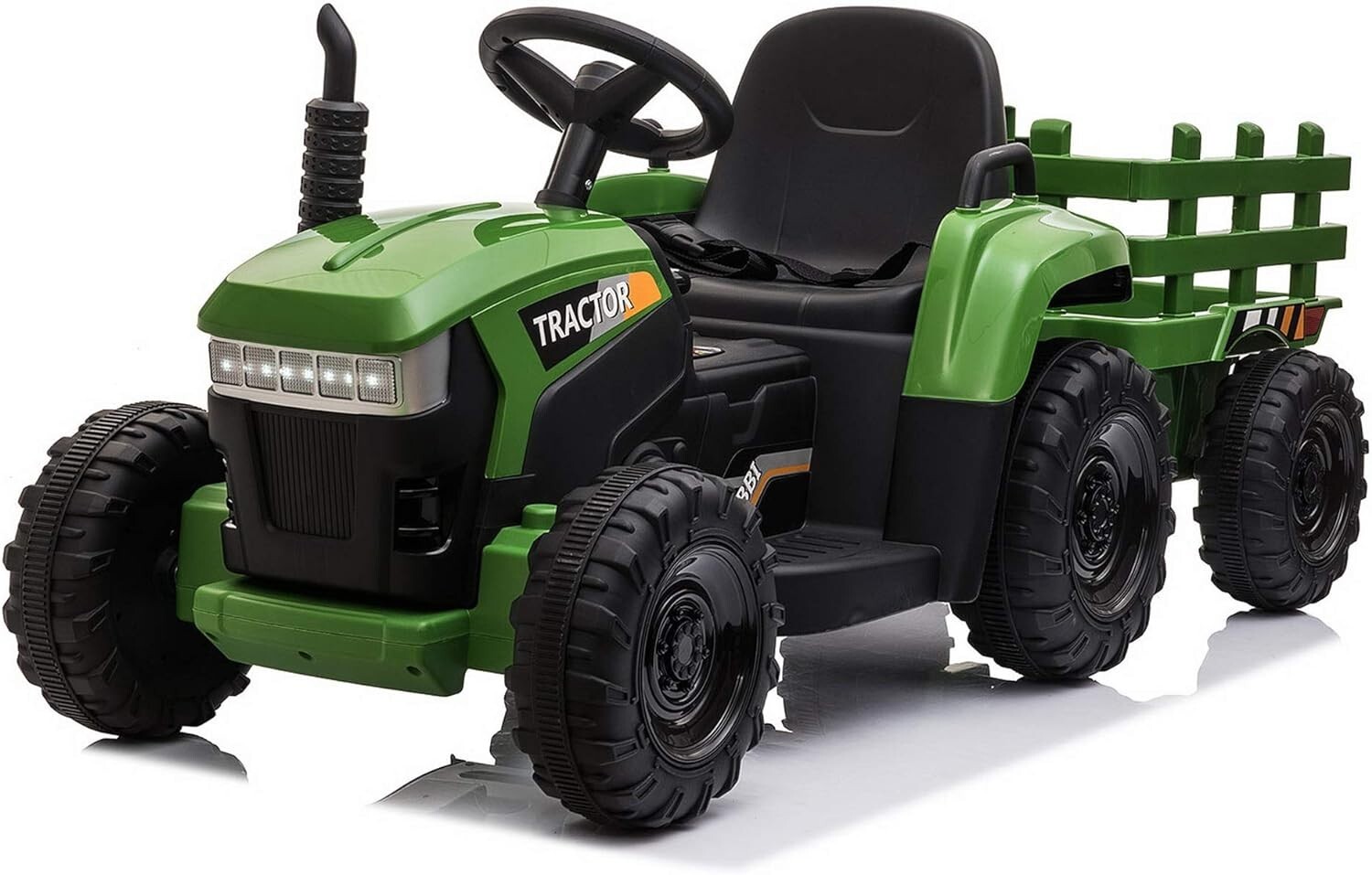 TOBBI 12V Kids Ride On Tractor Battery-Powered Toy with Trailer 35W Dual Motors