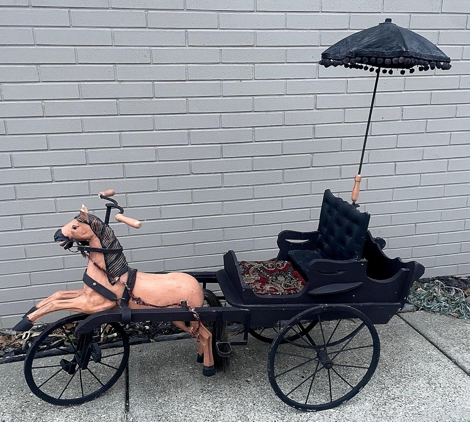 Very Rare 19th Century Ride on Peddle Horse Drawn Carriage