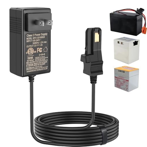 12V Battery Charger with 6.6Ft Cable for All Power Wheels 12 Volt Ride Black
