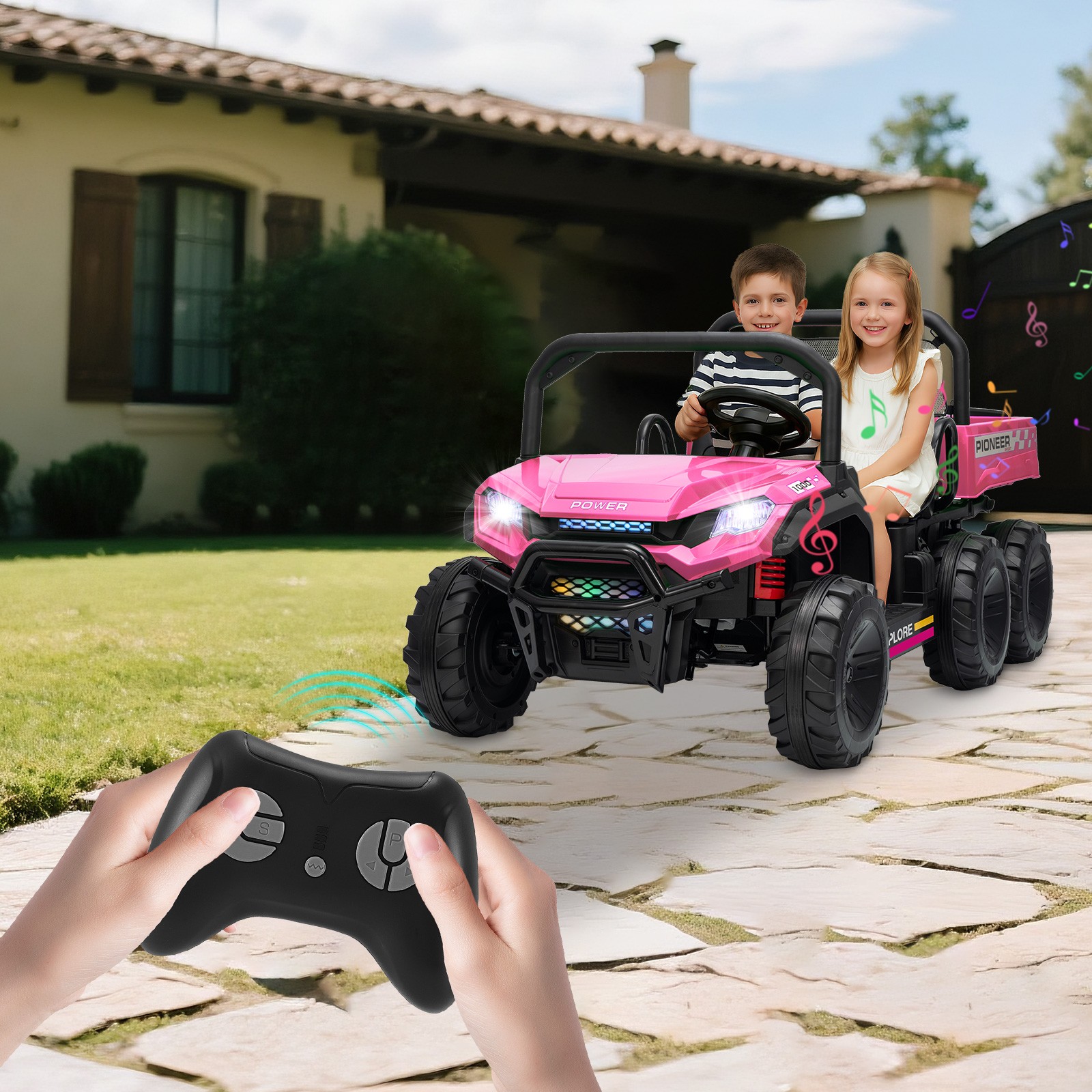 Kids 2 Seater Ride on Car 24V Electric Dump Truck 4WD UTV w/Parental Remote LED