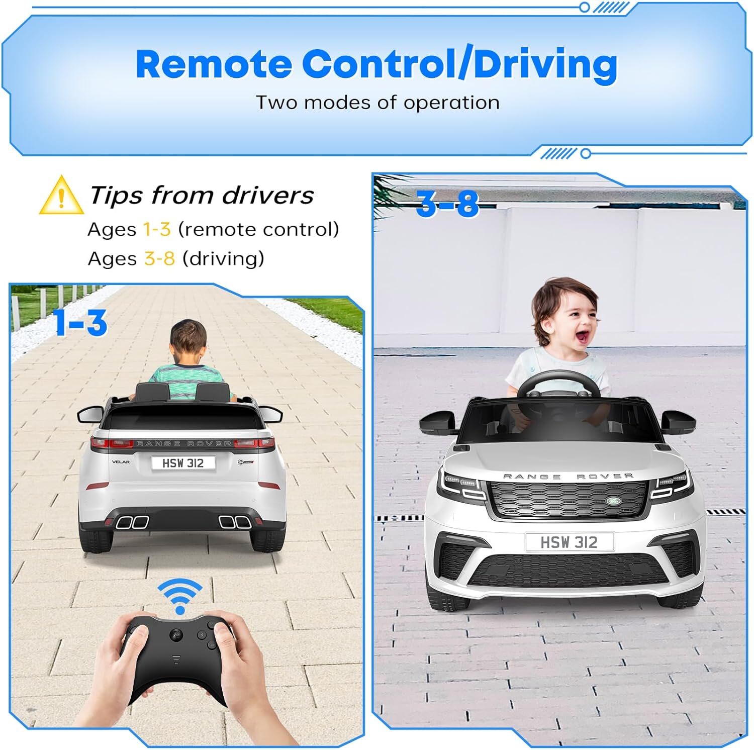 12V Licensed Land Rover Ride Electric Car for Kids with Parent Remote Control
