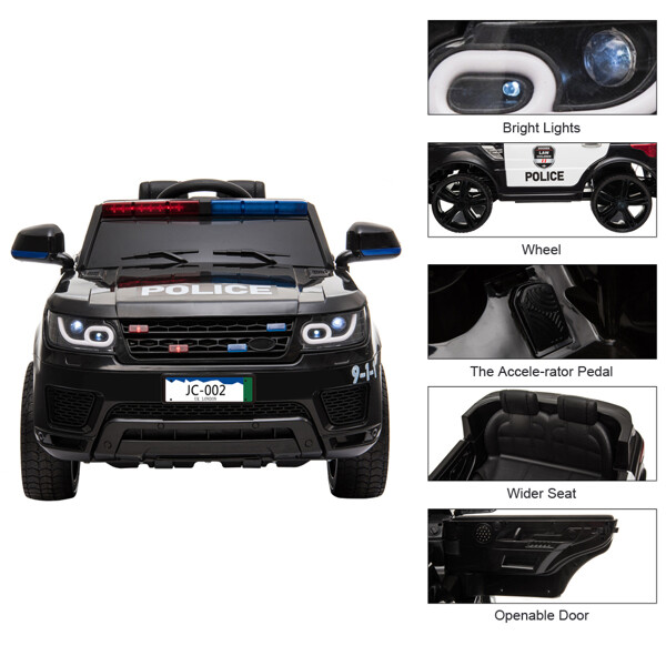 Ride On Car Electric Police Kids Toys Battery 3 Speed Remote Control Alarm Light