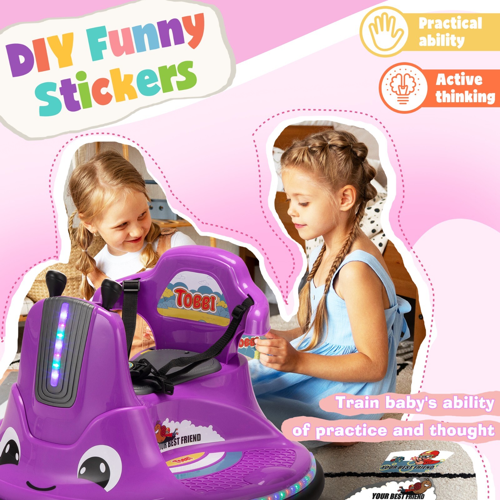 TOBBI Snail Bumper Car 12v Electric Kids Ride on Toy Battery Powered Vehicle