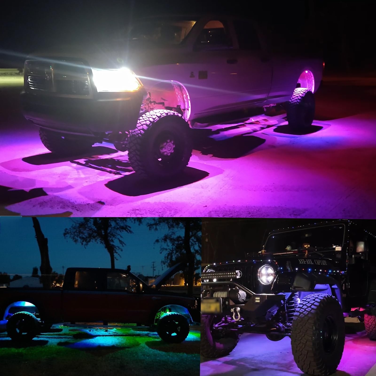 6 Pods RGB+IC LED Rock Lights for UTV ATV Golf Cart Truck SXS SUV RZR, Music …