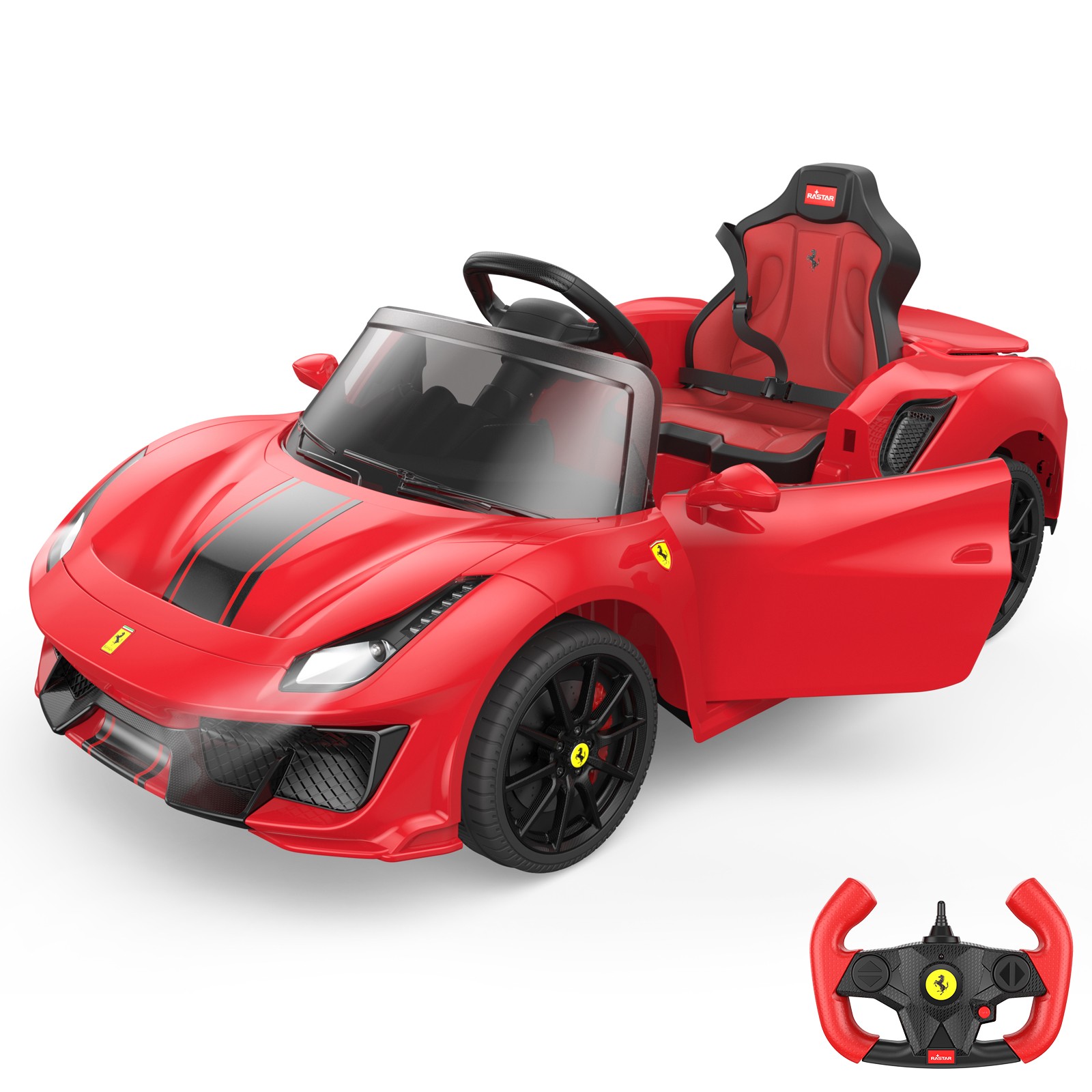 Licensed Ferrari 488 Pista Spider Ride On Car With Speaker, Leather Seat, Brake