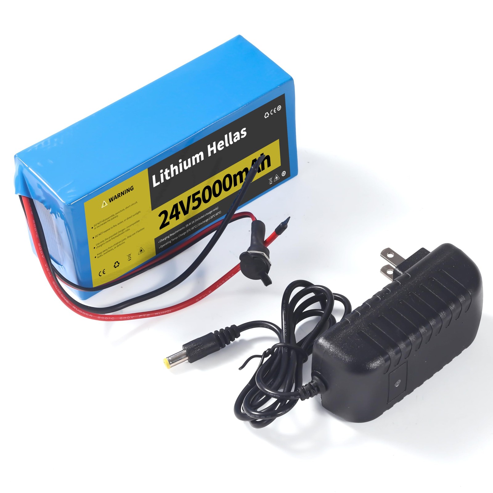 24V 5Ah Lithium Battery with 29.4V 1A Charger, 24 Volt Rechargeable Battery f…