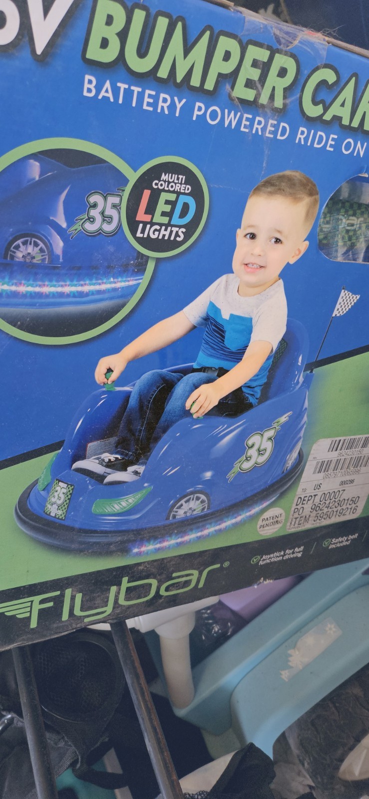 Flybar 6V Bumper Car Battery Powered Ride-On with LED Lights