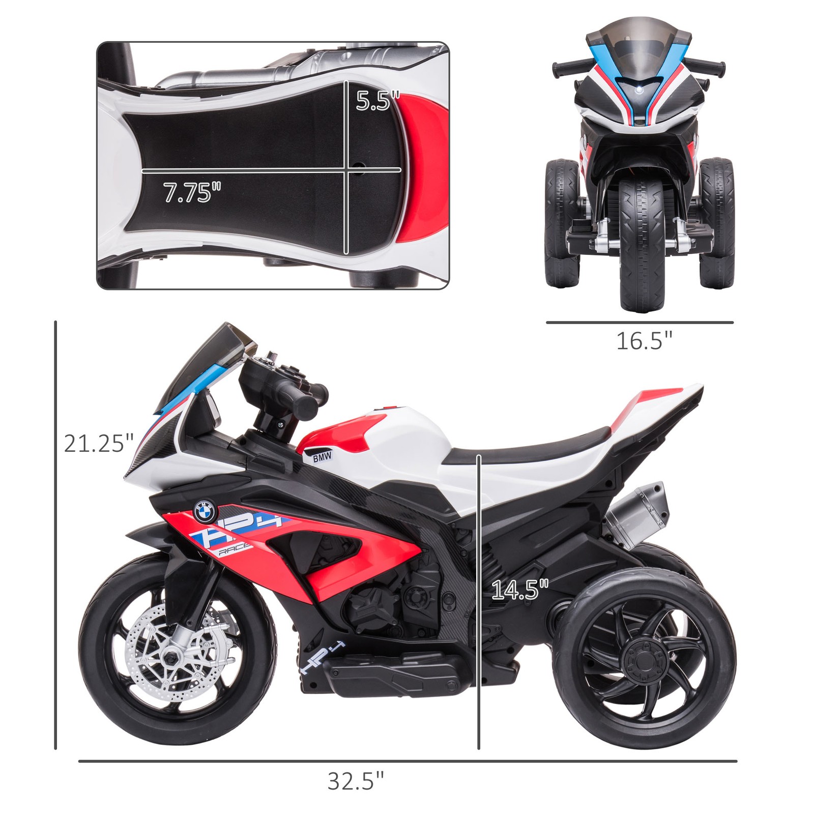 Off-Road Kids Motorcycle Ride-on Toy for Toddlers & Ages 1.5 to 5, Electric Red