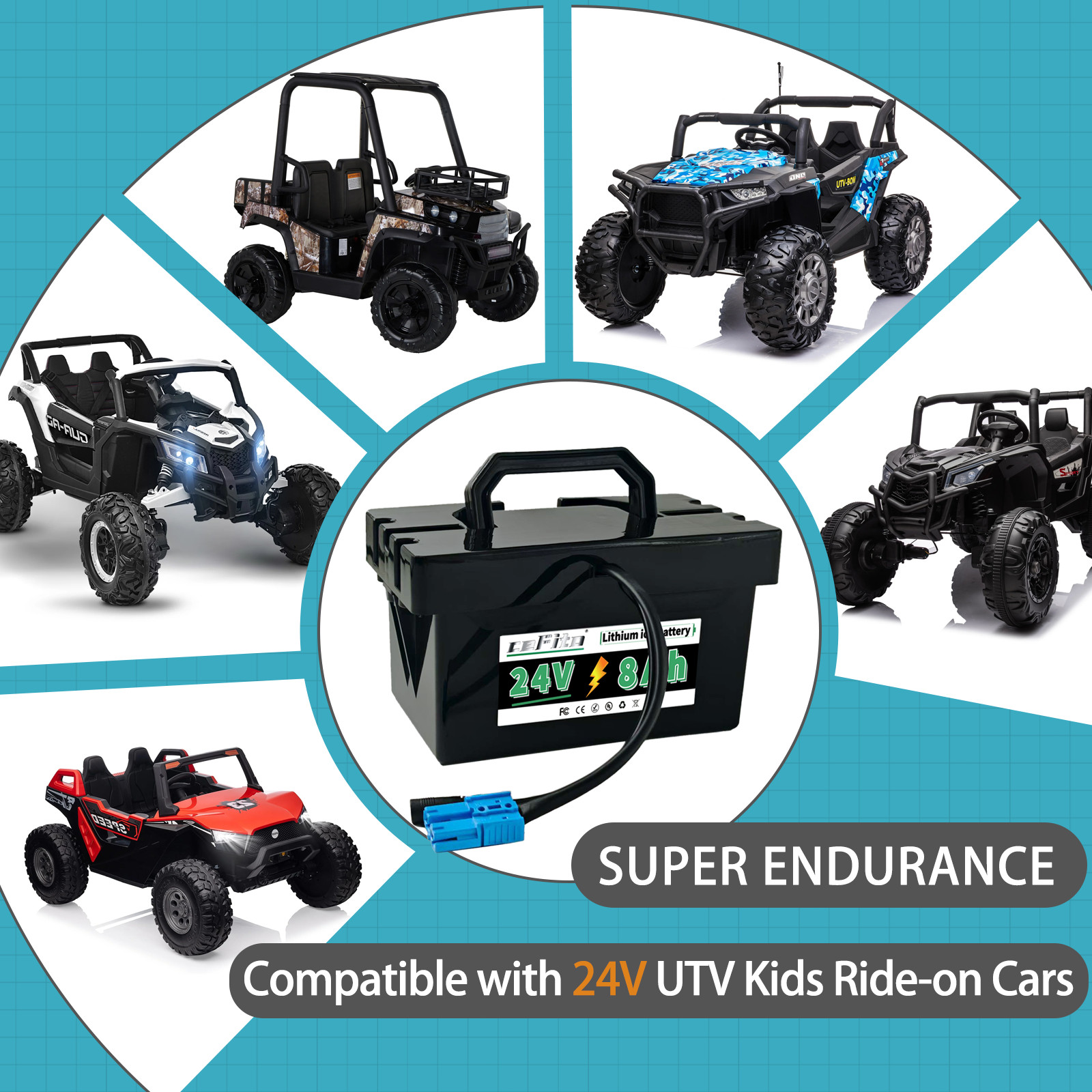 24Volt 8Ah Kids Ride On Cars & Toys Replacement Battery for 24Volt UTVs