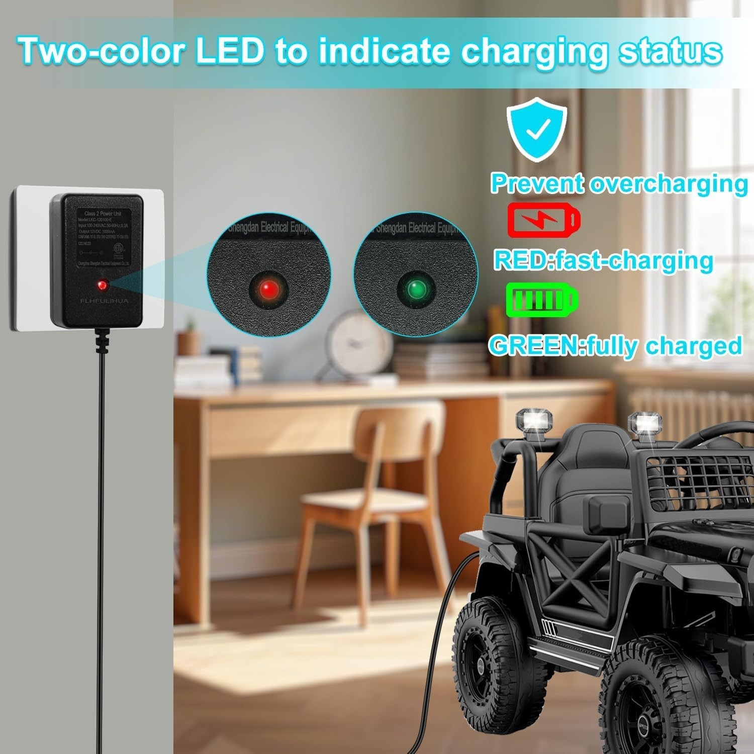 Compact Universal 12V Battery Charger for All Kids Ride-On Toys – Safe and Fast