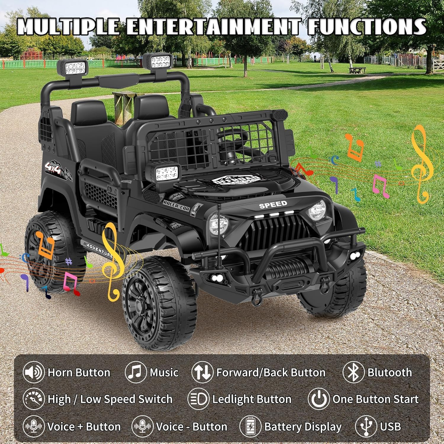 XL 24V Ride on Toys for Big Kids, 2 Seater Electric Car for Kids with Remote Con