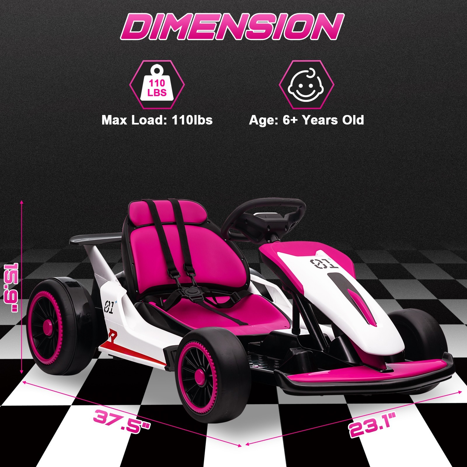 24V Kids Go Kart 400W Motor 3-5MPH Gravity Steering Bluetooth Spray Outdoor Toy