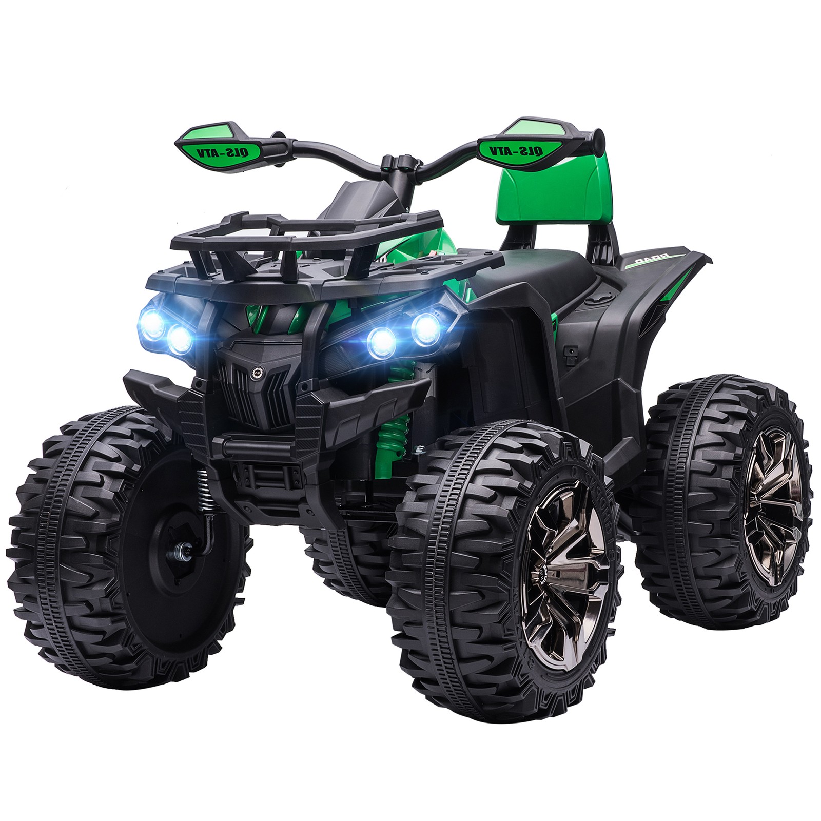 12V Kids ATV Quad Car Toy with Music & Headlights, Green