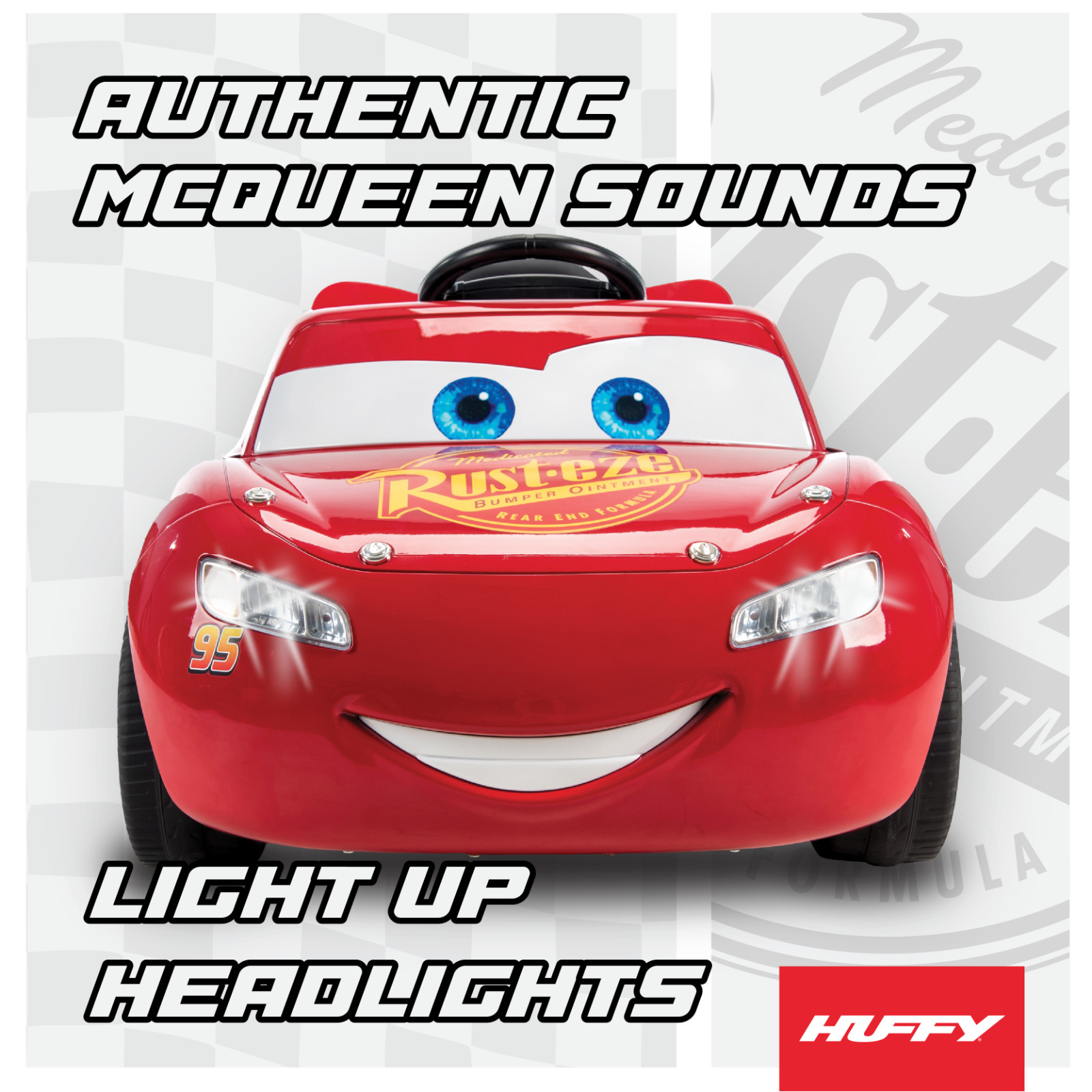 Huffy 6V Disney Pixar Lightning McQueen Ride-On, Ages 3-7 Years Old, Red