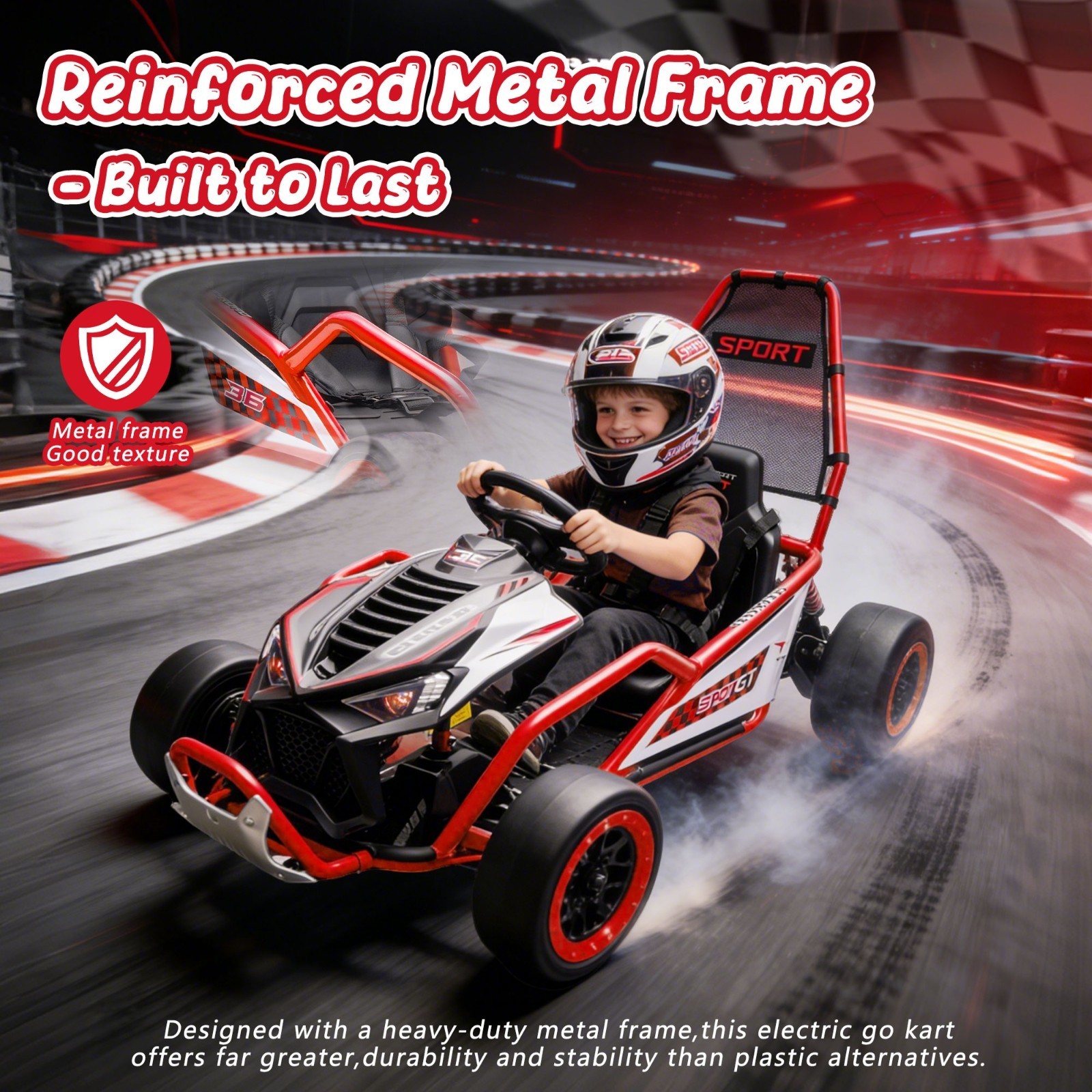 24V 400W Electric Go Kart for Kids 6-12 Ride on Drift Car with Music Bluetooth