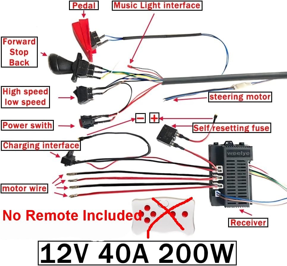 12 Volt Power Wheel DIY Modified Wires High Power For Children Electric Car