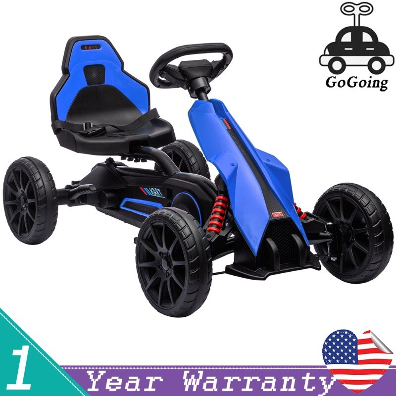 Kids Pedal Go Kart Ride on Toy w/ Adjustable Seat Swing Axle Handbrake Aged 3-8