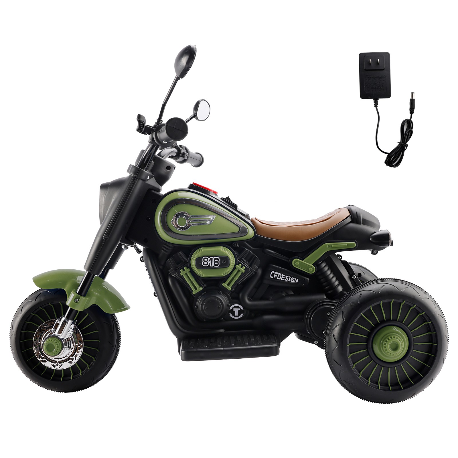 3Wheel 6V Kid Ride On Motorcycle Electric Toy With Colorful Light Music Green