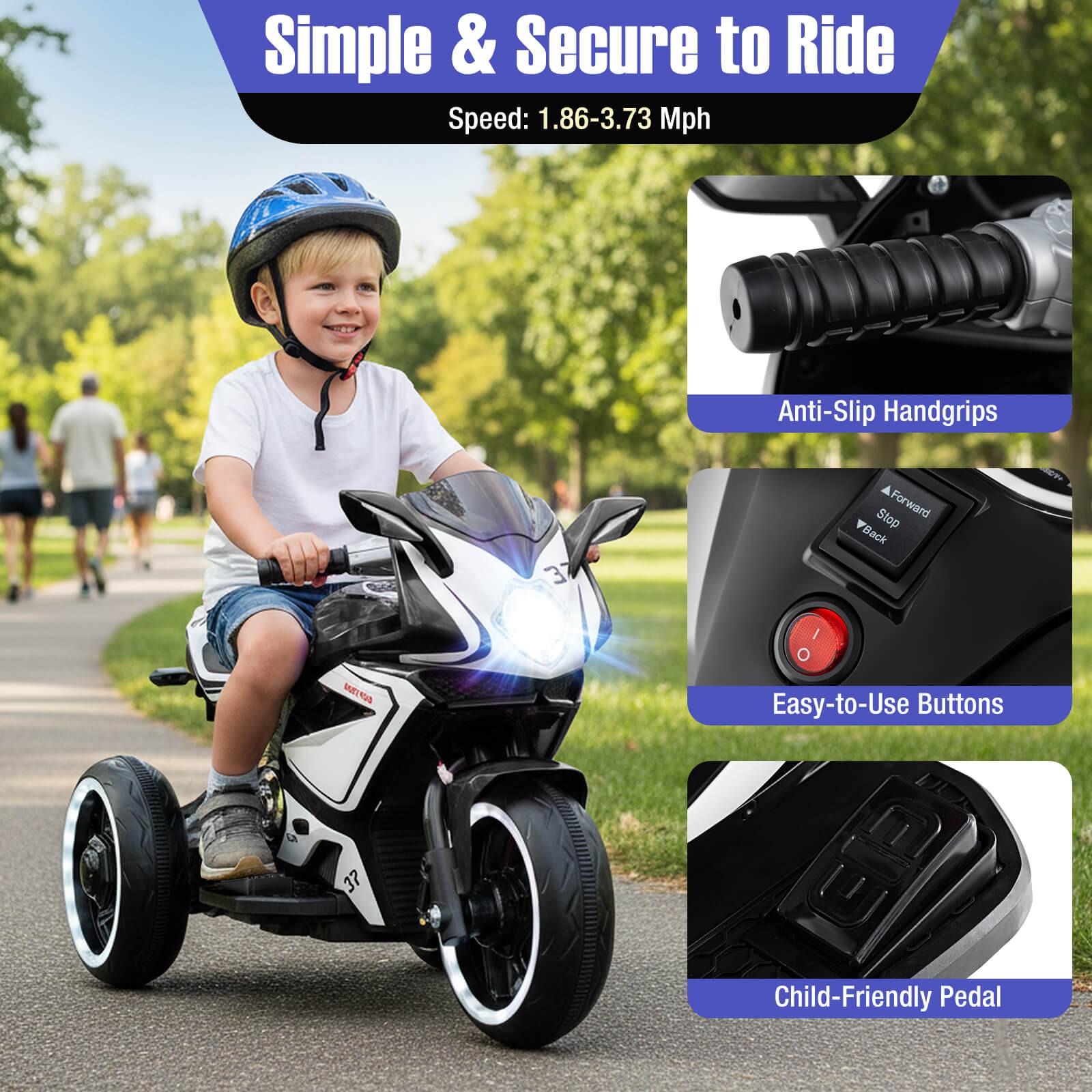 Kids Ride on Motorcycle 6V Battery Powered Mini Electric Motorbike w/ LED Lights