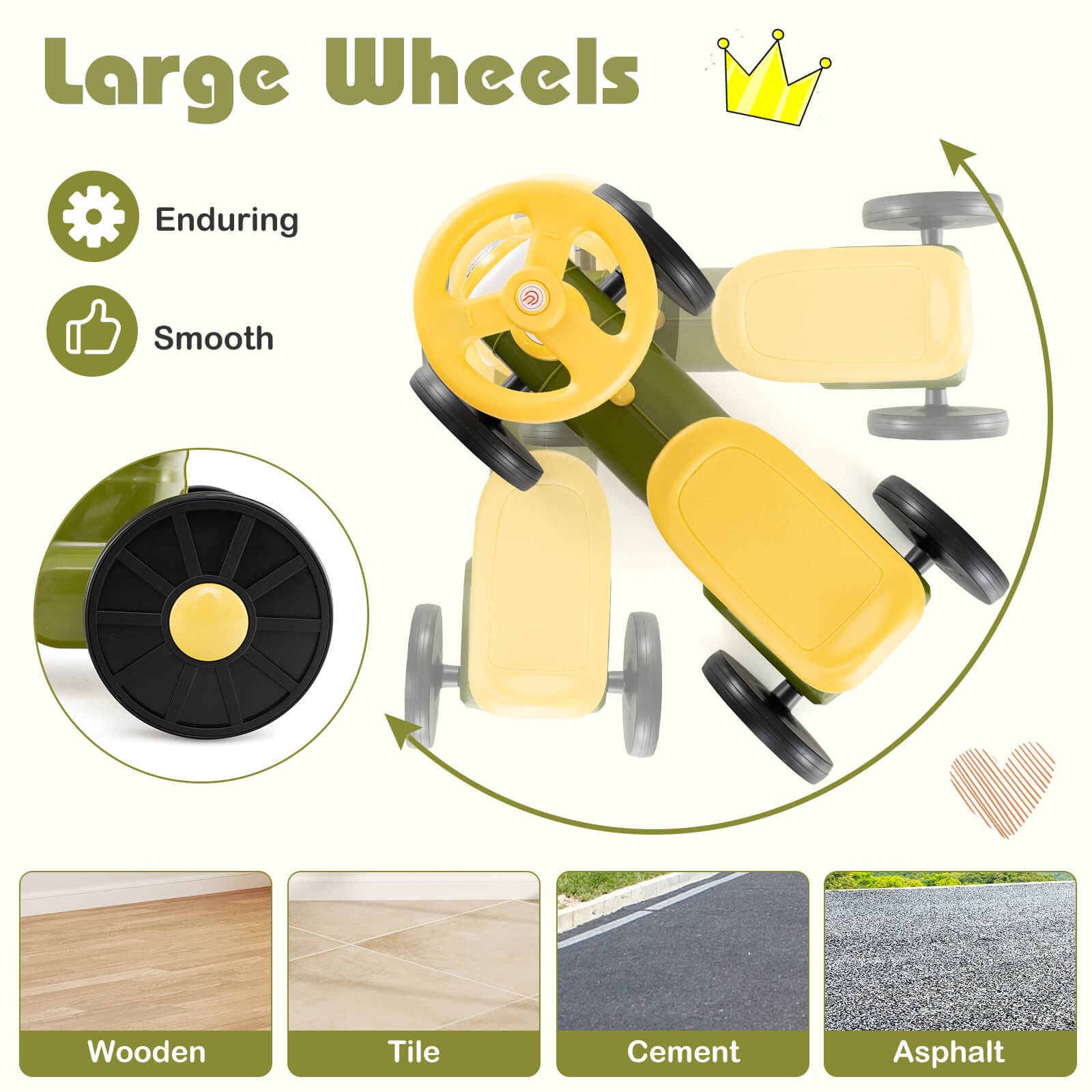 Ride on Push Car w/ Storage Compartment & Train Whistle Sound Button
