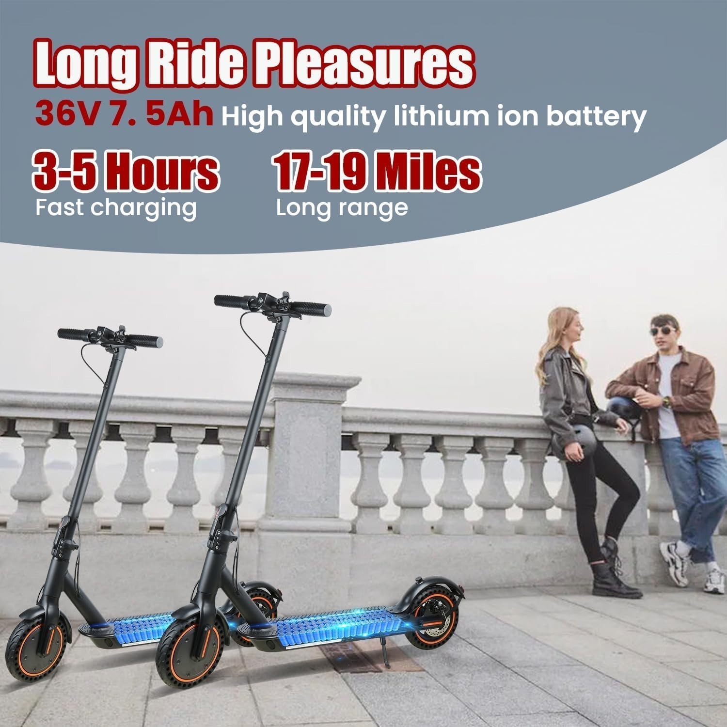 Electric Scooter for Adults, 8.5″ Solid Tires, 350/500W Motor, 16/19MPH Max Spee