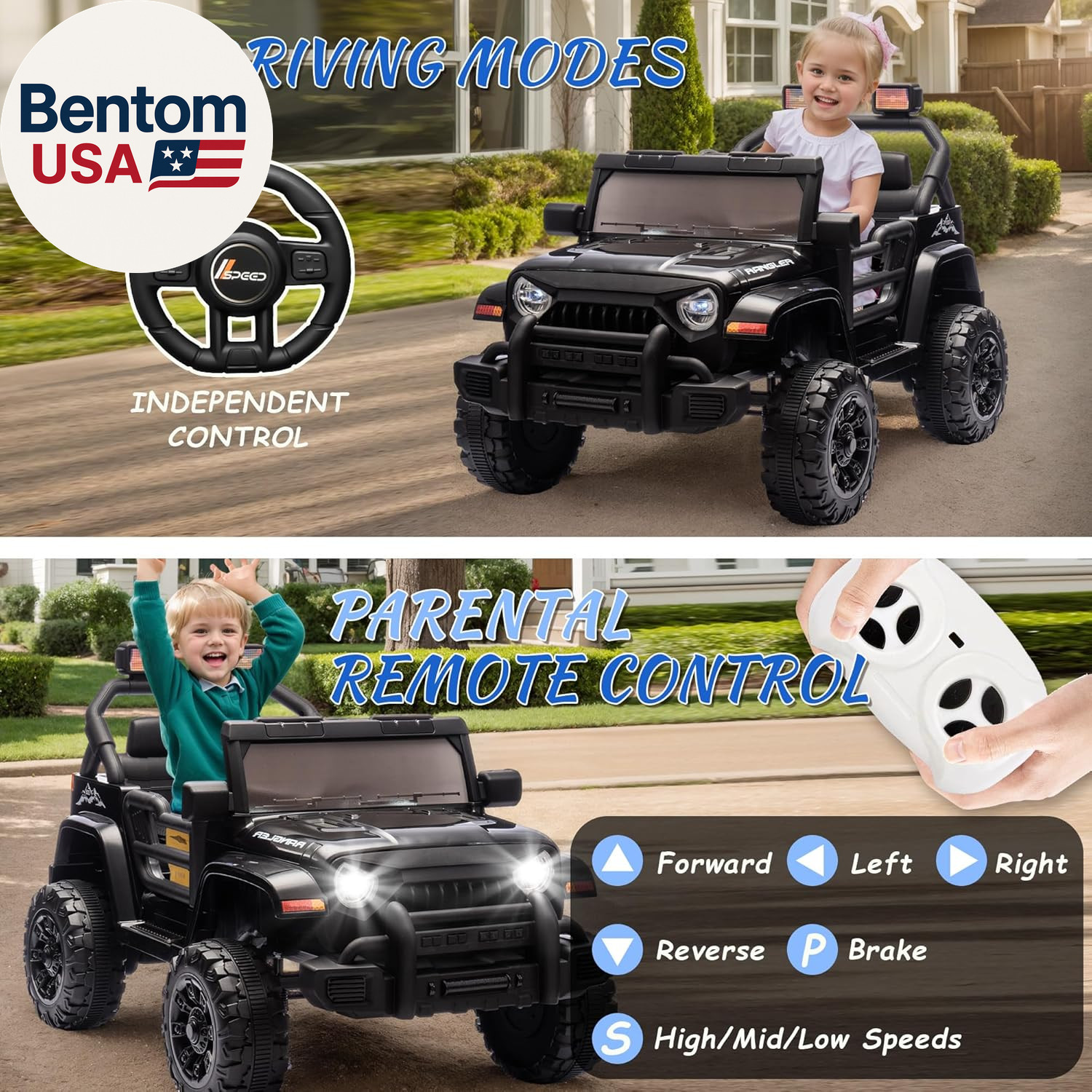 Ride on Truck Car, 12V Kids’ Electric Vehicles W/Parents Control, Ride on Toys f
