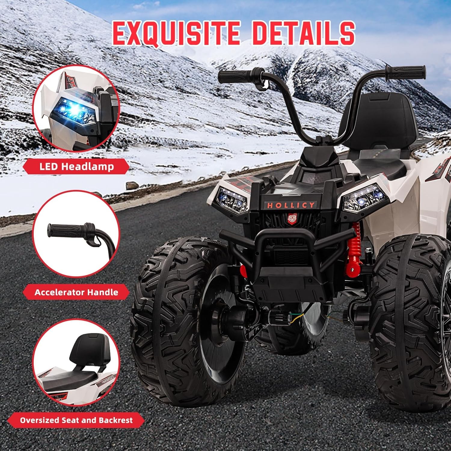 Multicolor 2-Seater Electric ATV for Kids, 4-Wheel Drive with LED Lights & Music