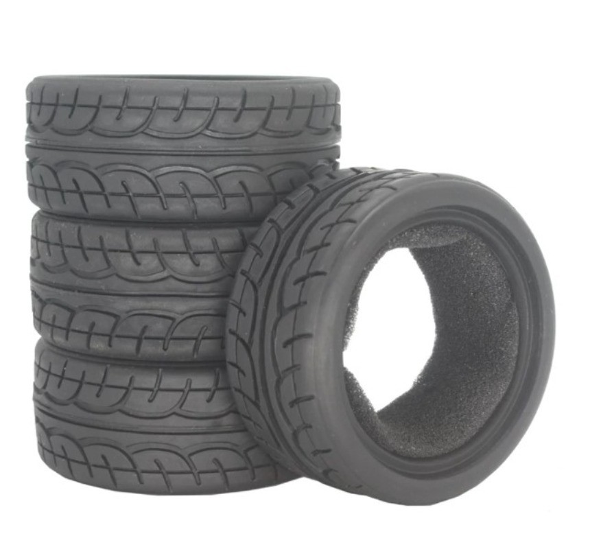 4PCS 26mm X-pattern Soft Rubber Tire for 1/10 Tamiya Wheel Rim On Road RC Car