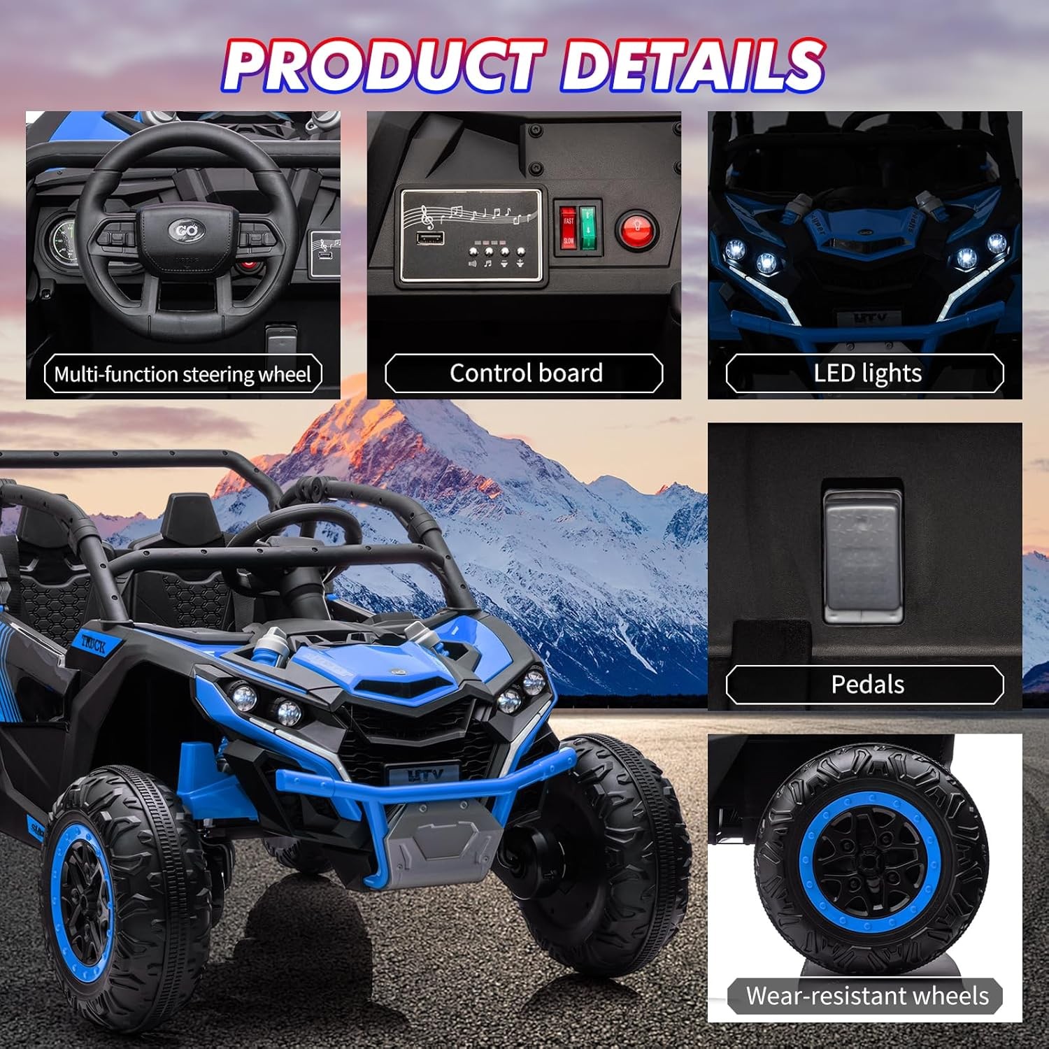 24V Ride On UTV Car for Kids,2 Seater 4WD Electric Toy Truck with Remote Control