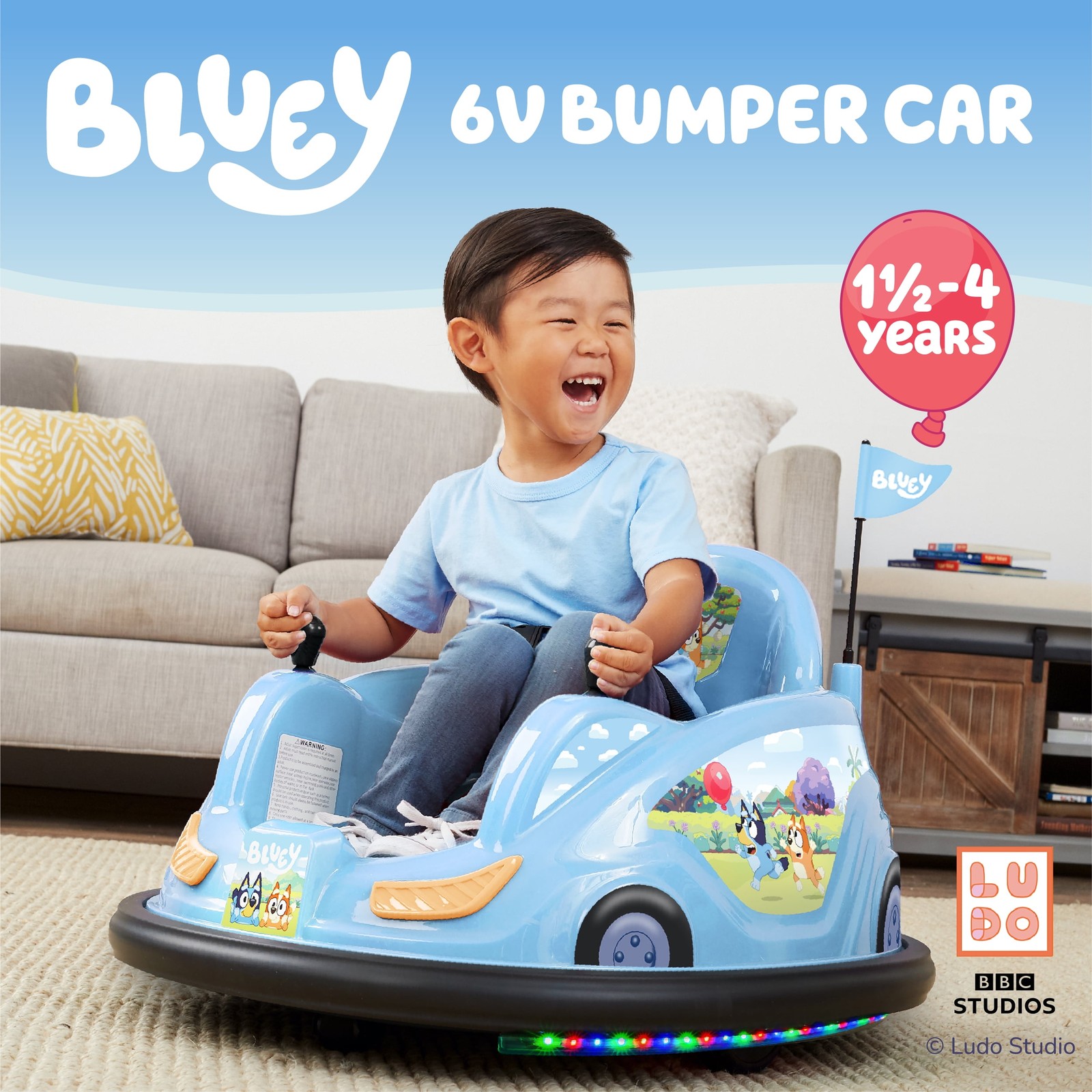Bluey 6V Bumper Car Ride-On Toy for Kids – Fun and Safe Driving Experience