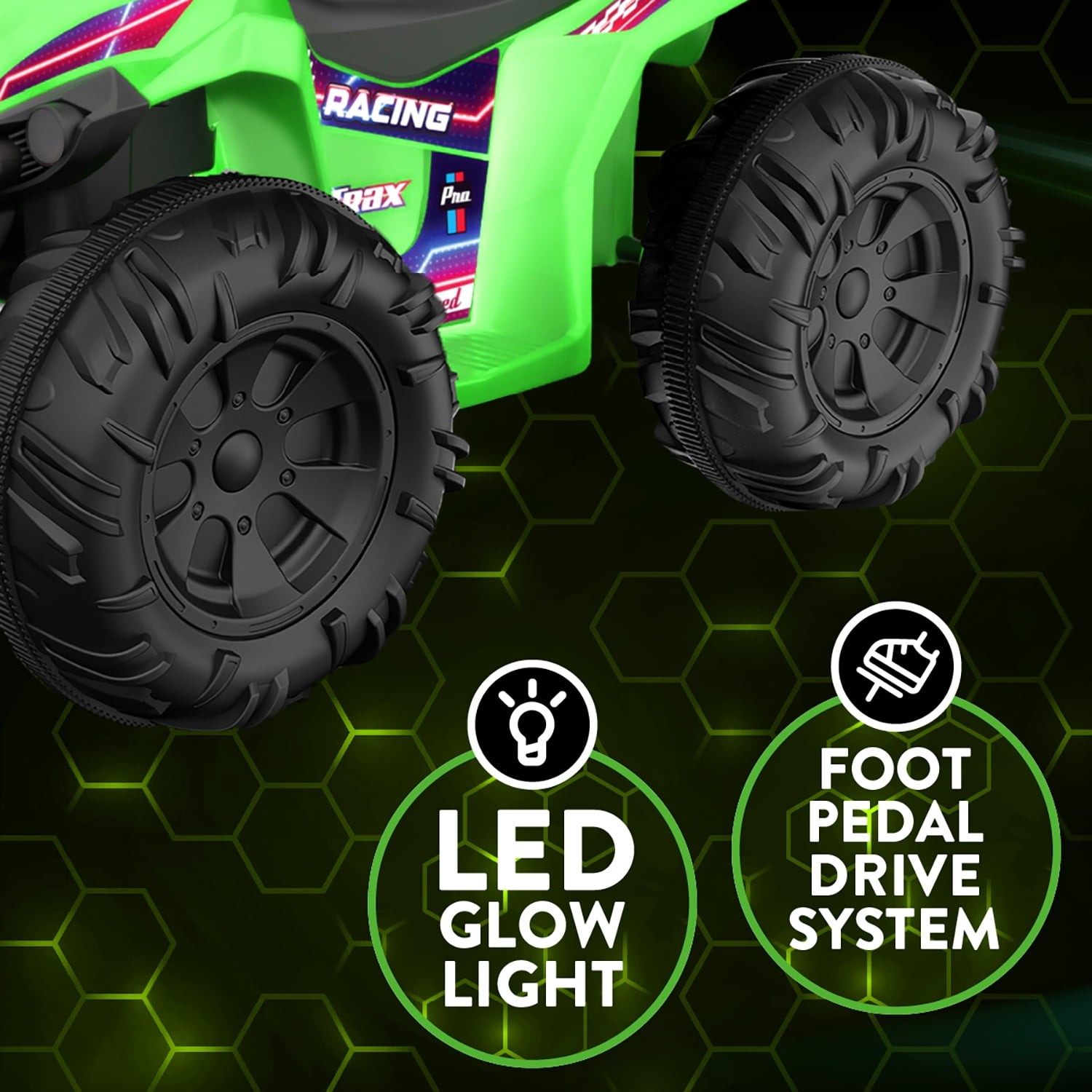 Flybar KT25017AE Kid Trax 12V Glow ATV Ride-On Toy, Green, Rechargeable Battery,