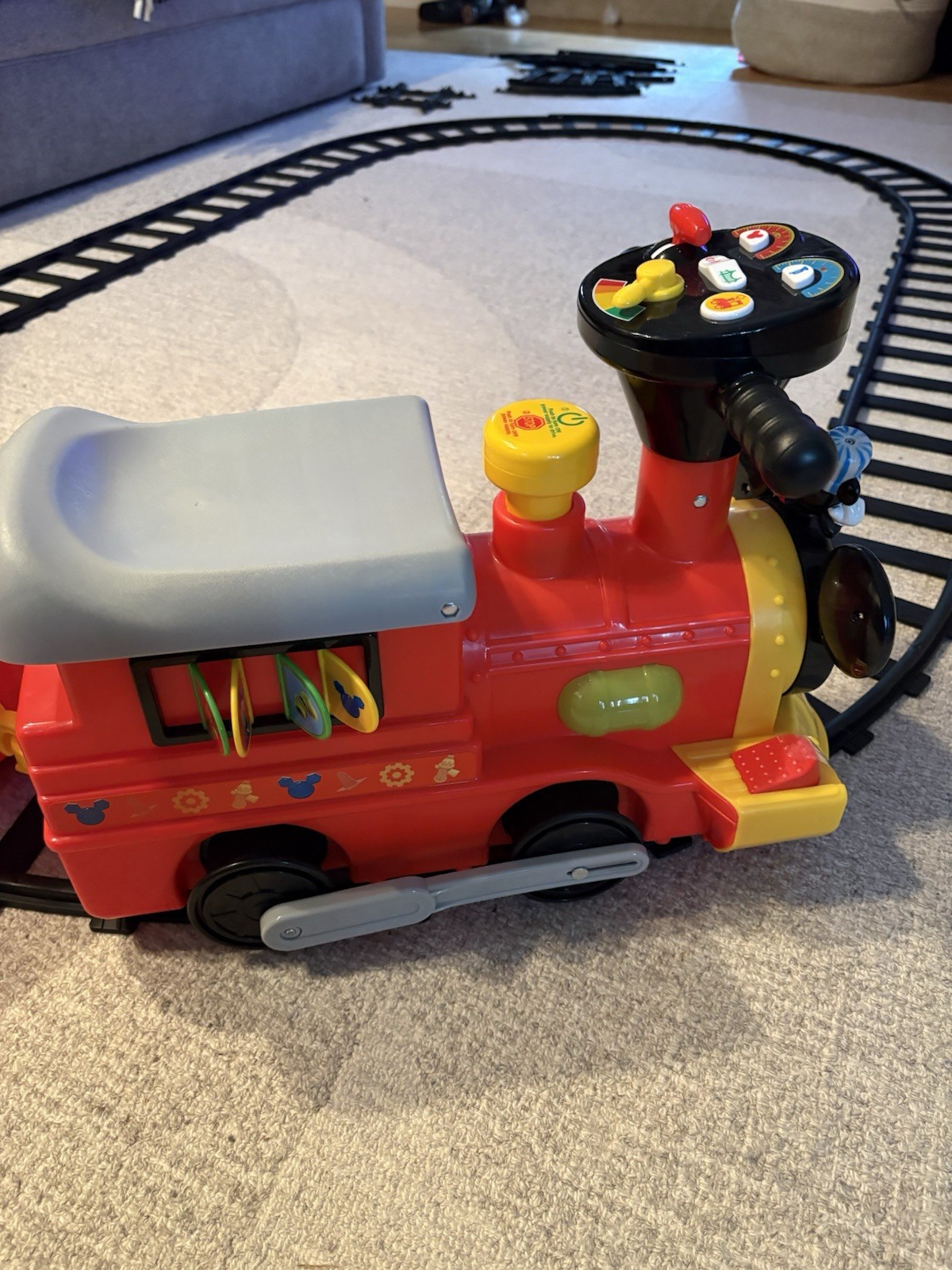 Kiddieland Mickey Mouse 6-Volt Powered Train with Caboose & Tracks