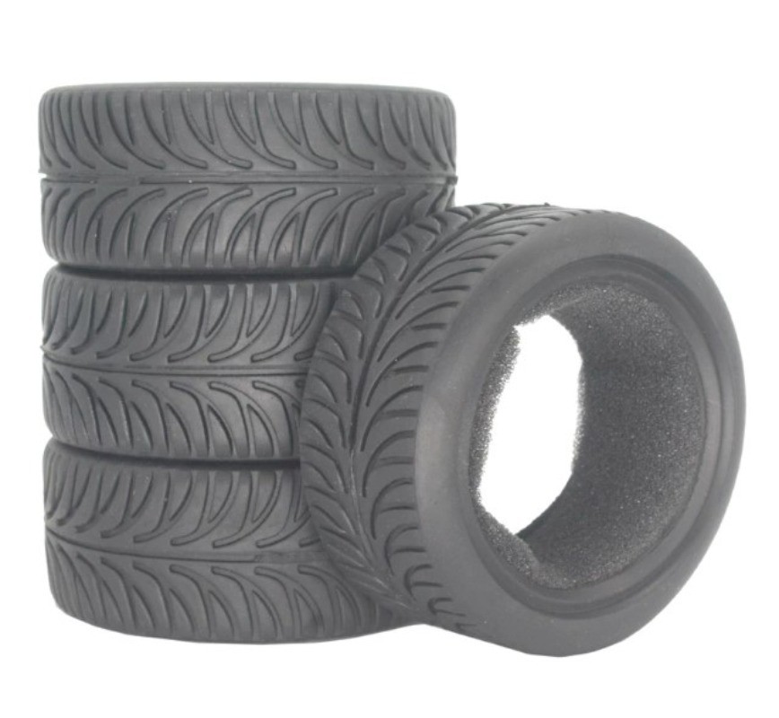 4PCS 26mm X-pattern Soft Rubber Tire for 1/10 Tamiya Wheel Rim On Road RC Car