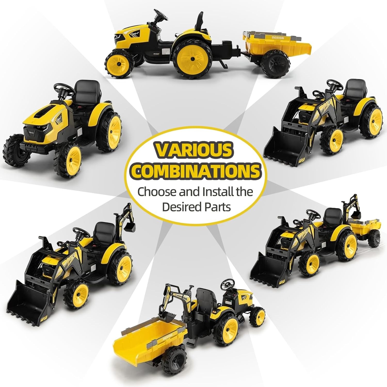 3 in 1 Kids 24V Ride On Tractor Excavator Bulldozer w/ Trailer Remote Control