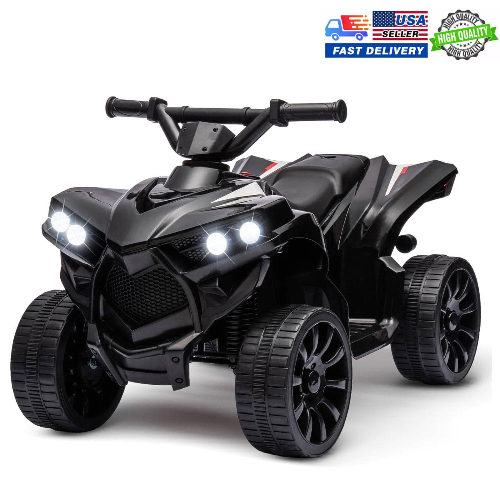Kids Ride On Electric ATV Off-Road Quad Car 6V Battery Powered 55 LBS Load Black