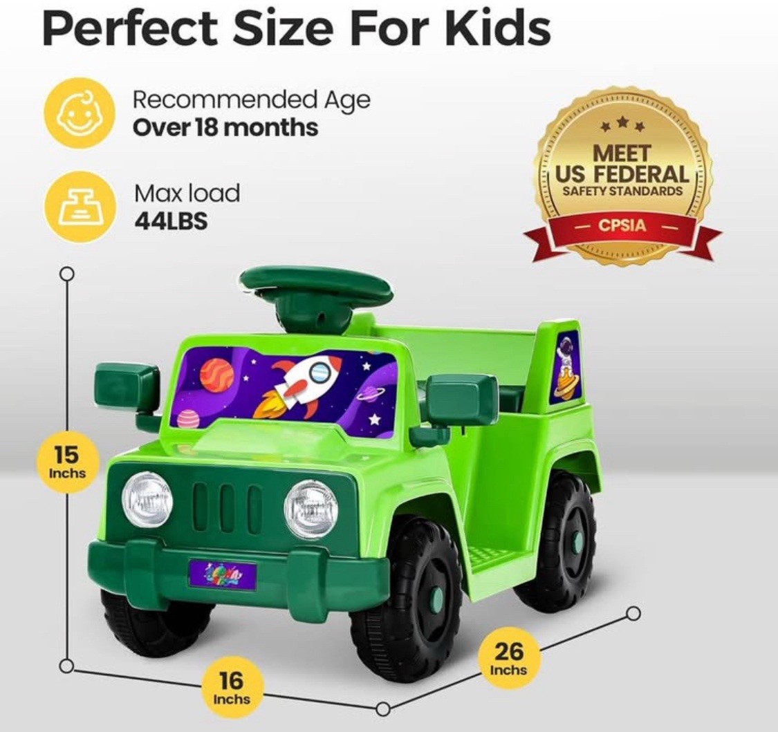 6V Interactive Electric Car for Toddlers, Stellar Galaxy Theme Wiggle Car