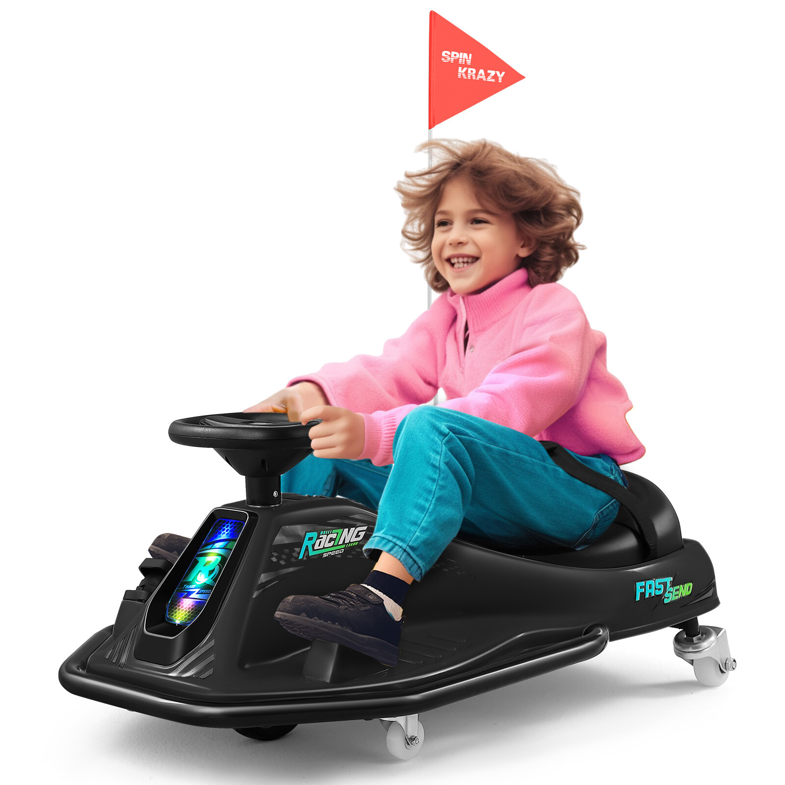 24V 180W Electric Powered Kids Ride On Drifting Go Kart Variable Speed Cart 360°
