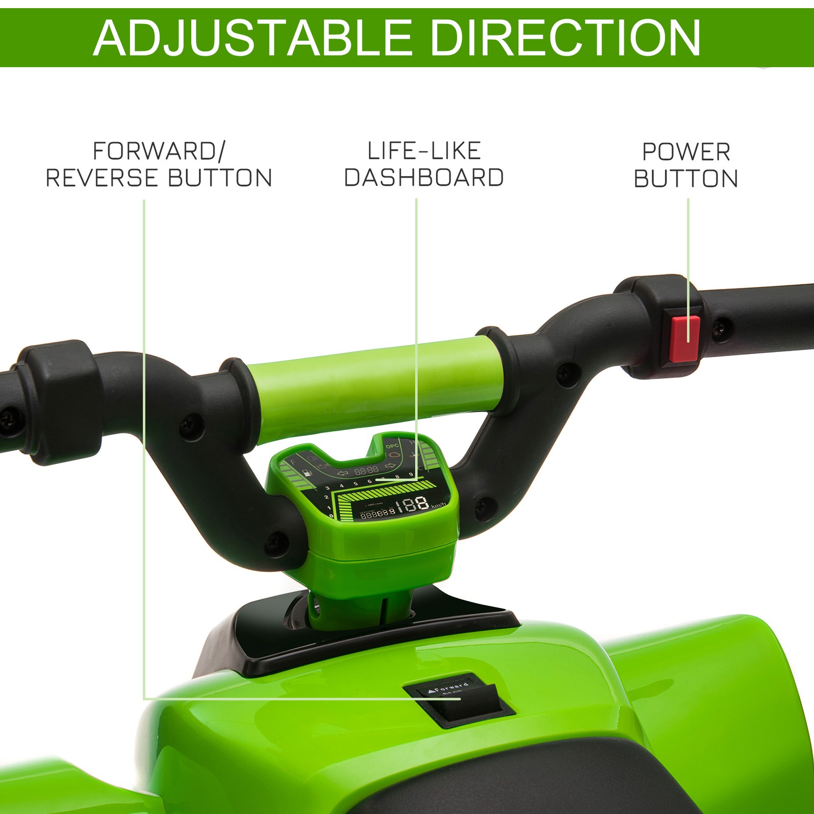 6V Kids Electric Ride on Car ATV Toy Forward Reverse for 18-36 Months Old Green