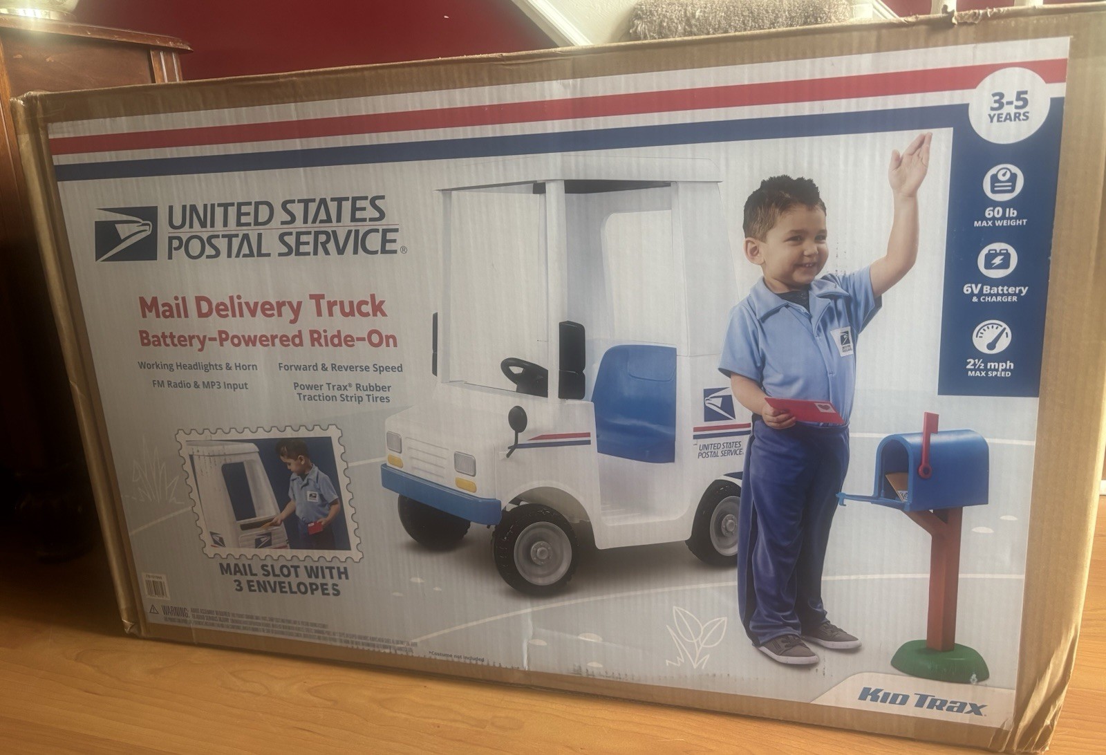 Kid Trax USPS Battery Ride-On Mail Truck with Mailbox Accessory 4-7 2024