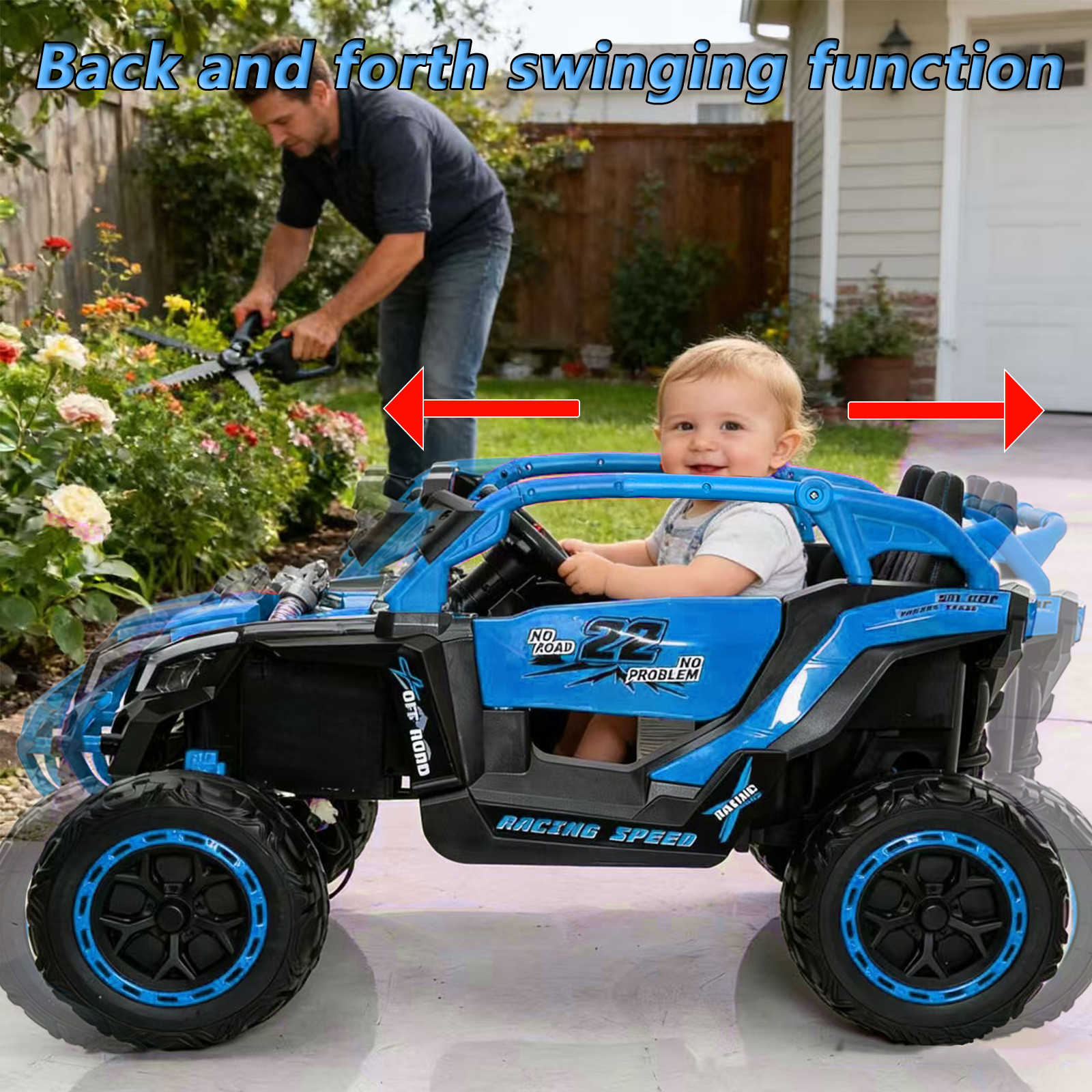 24V Kids Electric Car Ride on UTV Battery Power Wheels with Remote Control, Blue