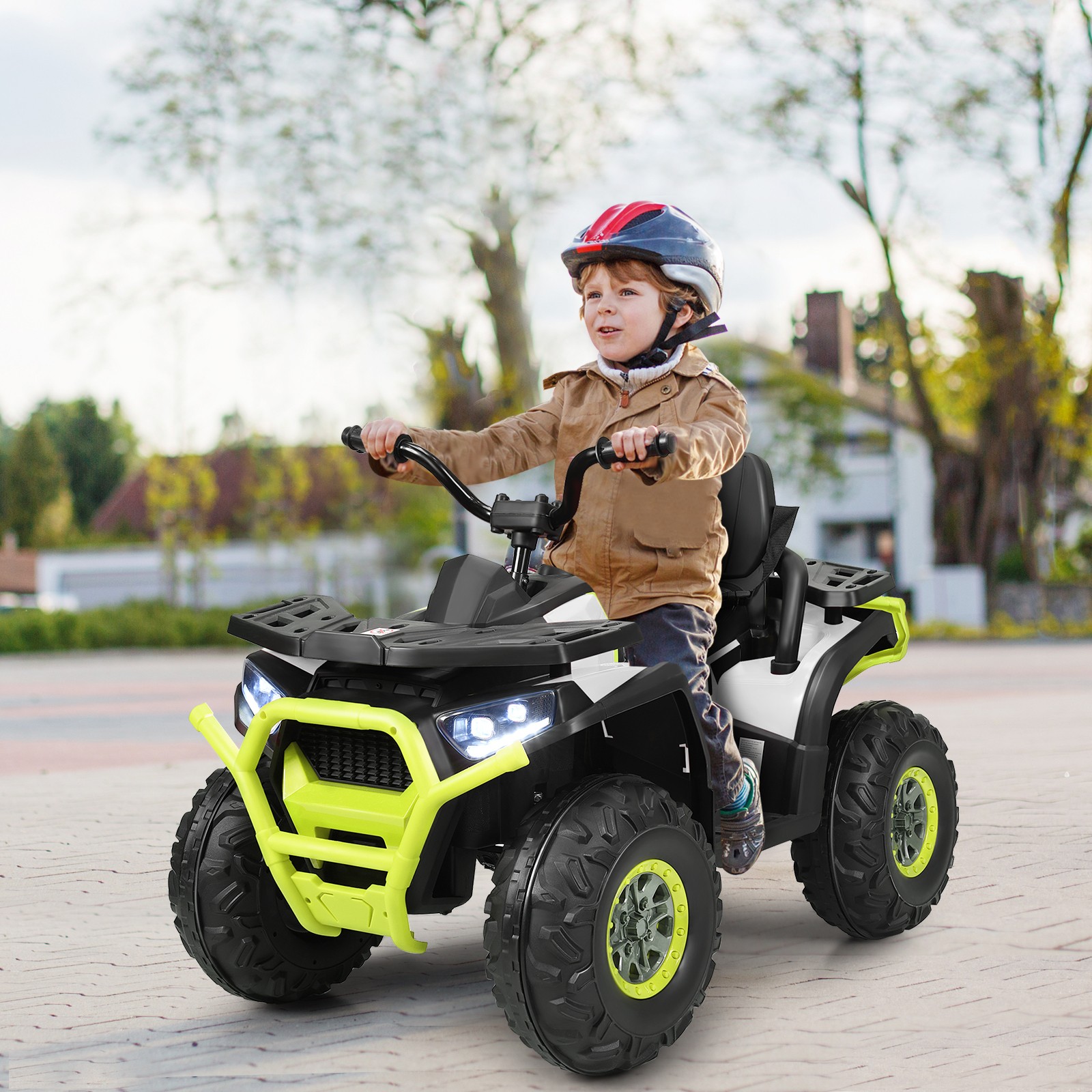 12V Kids Electric 4-Wheeler ATV Quad 2 Speeds Ride On Car w/MP3&LED Lights White