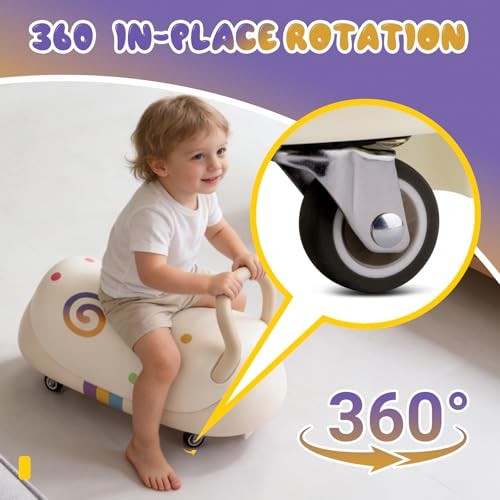 Toddler Balance Ride-On Toys, Kids Wiggle Car with Quiet PU Wheels & Anti White