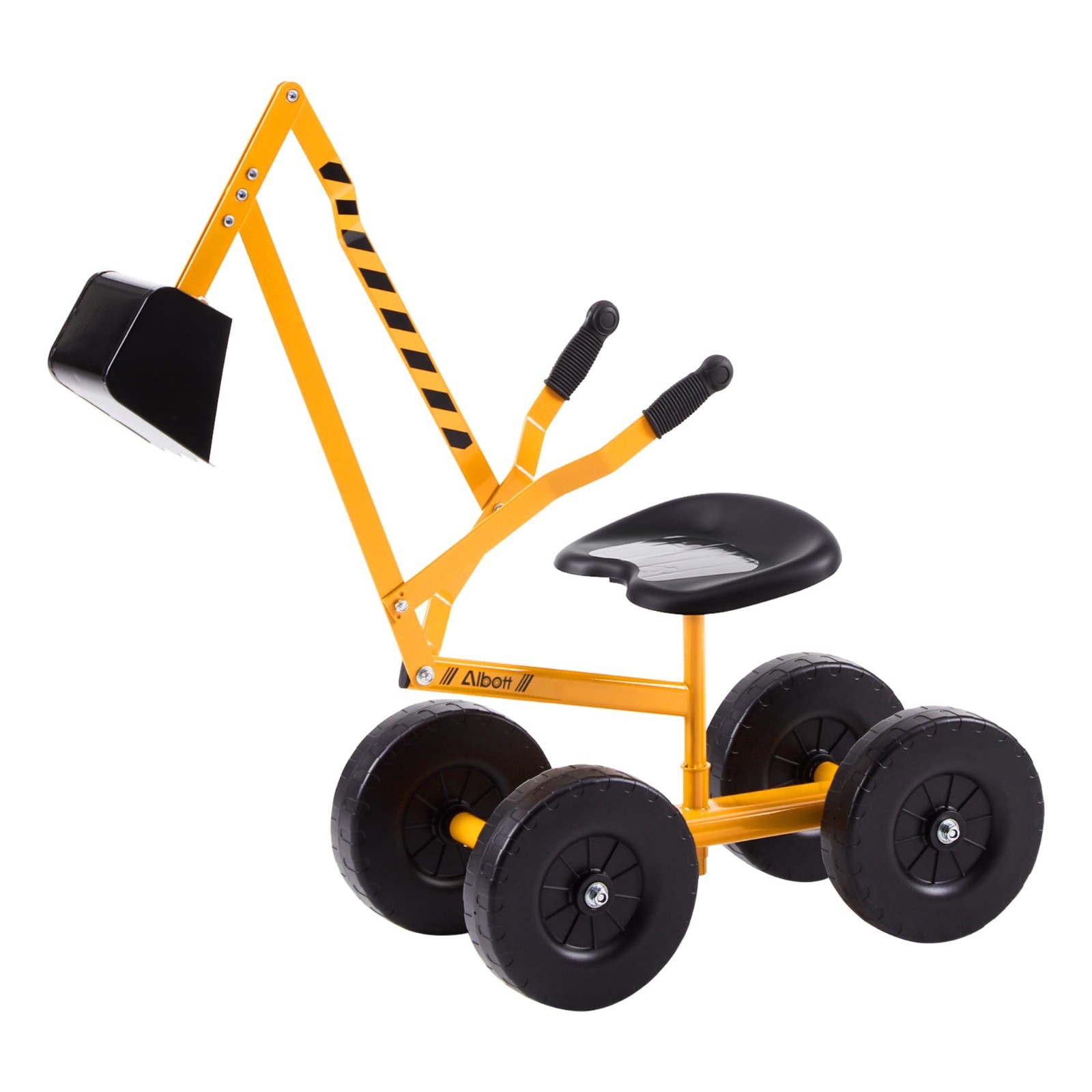 Ride-On Sand Digger Excavator Toy with 360° Rotating Seat & 8″ Wheels – Yellow