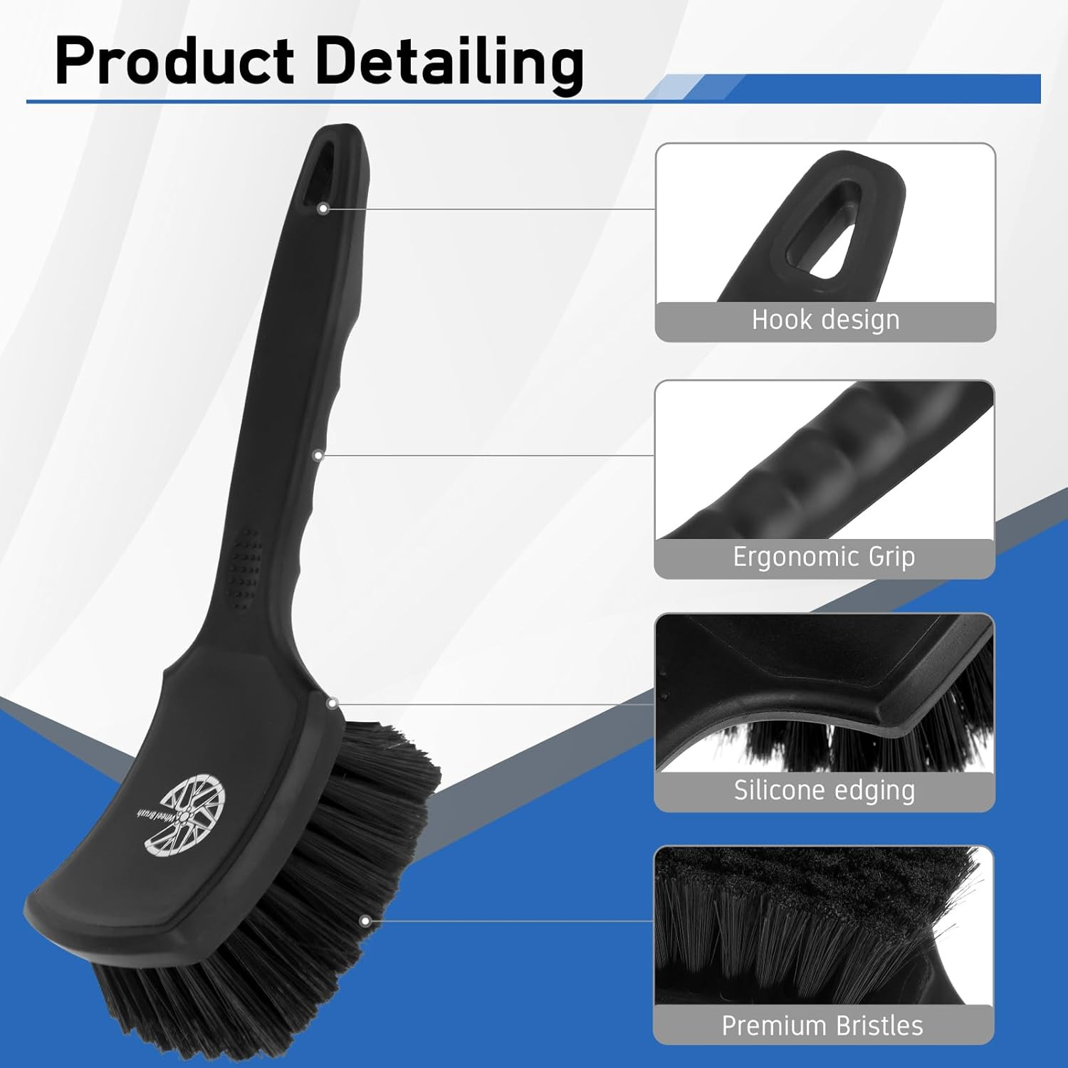2Pack Car Wheel & Tire Detailing Brush Set,Stiff Bristle Tire Brush for Cleaning